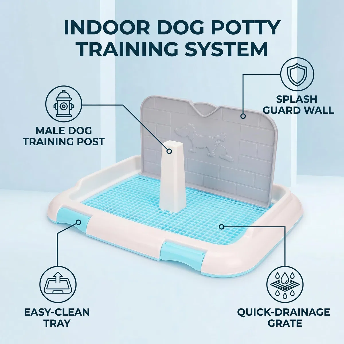 Ejoyous Toilette per Cani, Toilette per Cuccioli, Set Addestramento per Cuccioli, Toilette per Animali con Simulazione della Parete e Minzione Programmata, Vasino per Cani da Interno