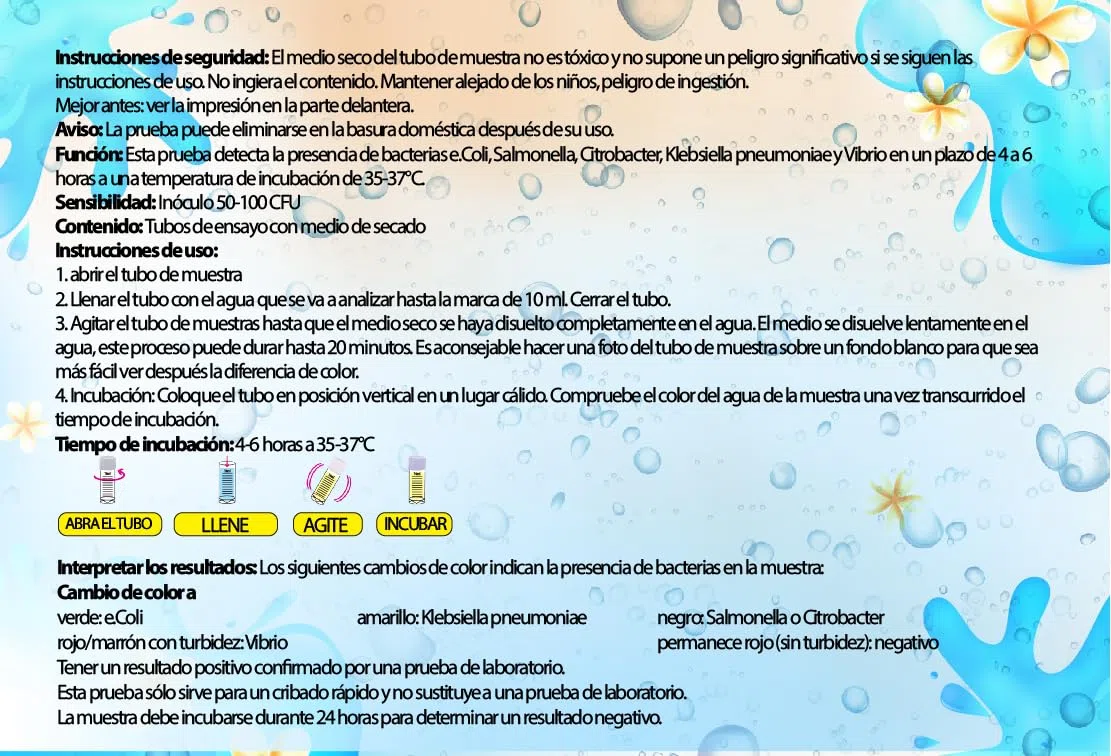 Test batterico rapido 4-6 ore dell'acqua 5 in 1 per e.Coli, Salmonella, Citrobacter, Klebsiella e Vibrios Test dei batteri nell'acqua potabile e nell'acqua di pozzo (2)