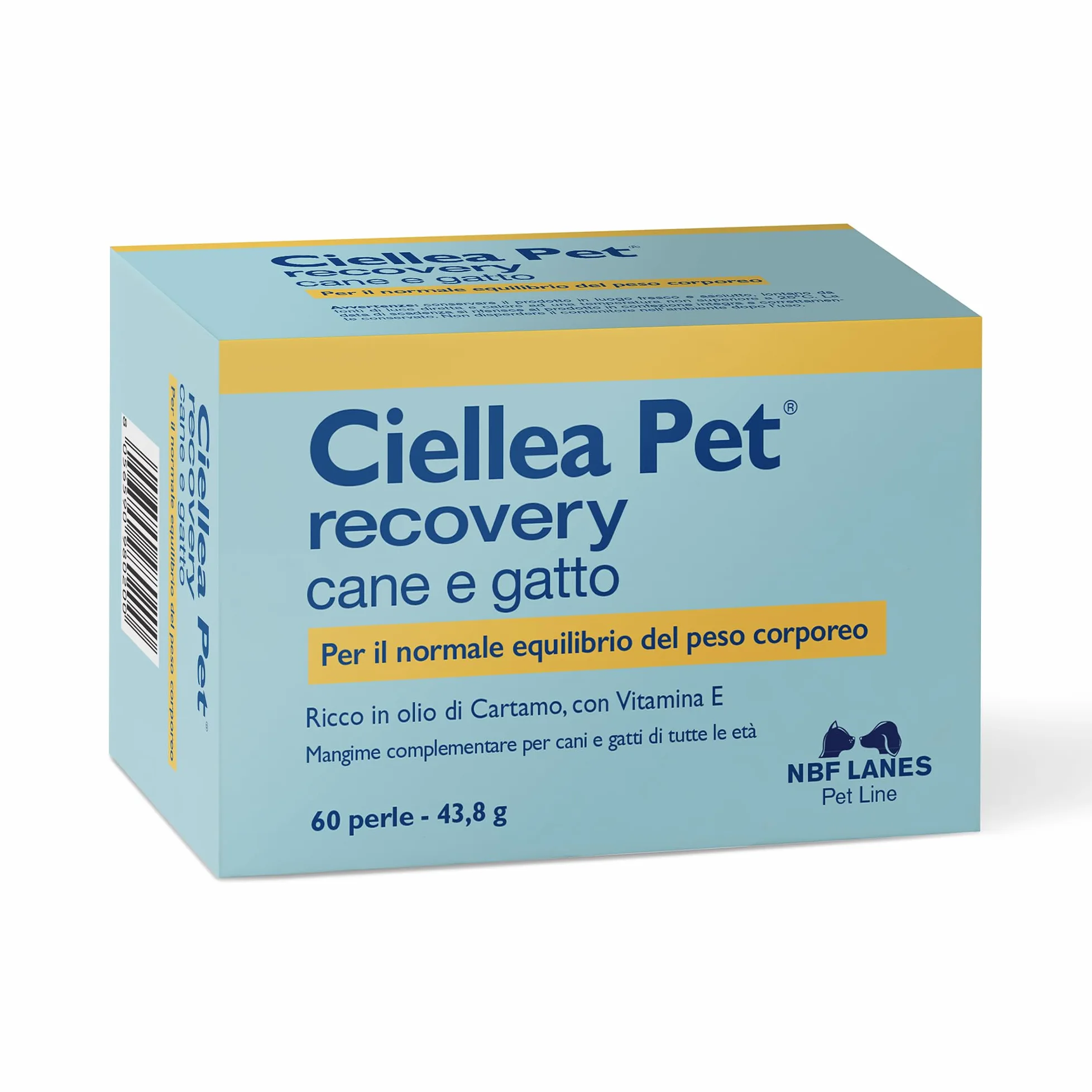 NBF Lanes | Ciellea Pet Recovery Cane e Gatto, 60 Perle Appetibili, per il Normale Equilibrio del Peso Corporeo
