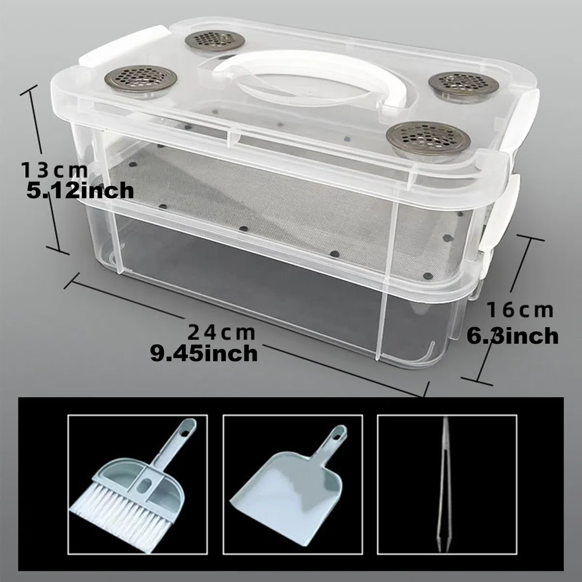 Mealworm Breeding Box Contenitore Allevamento Vermi Scatola Trasparente Ventilata con Setaccio Facile Pulizia Design Impilabile Adatto per Trasporto O, Rete Fine