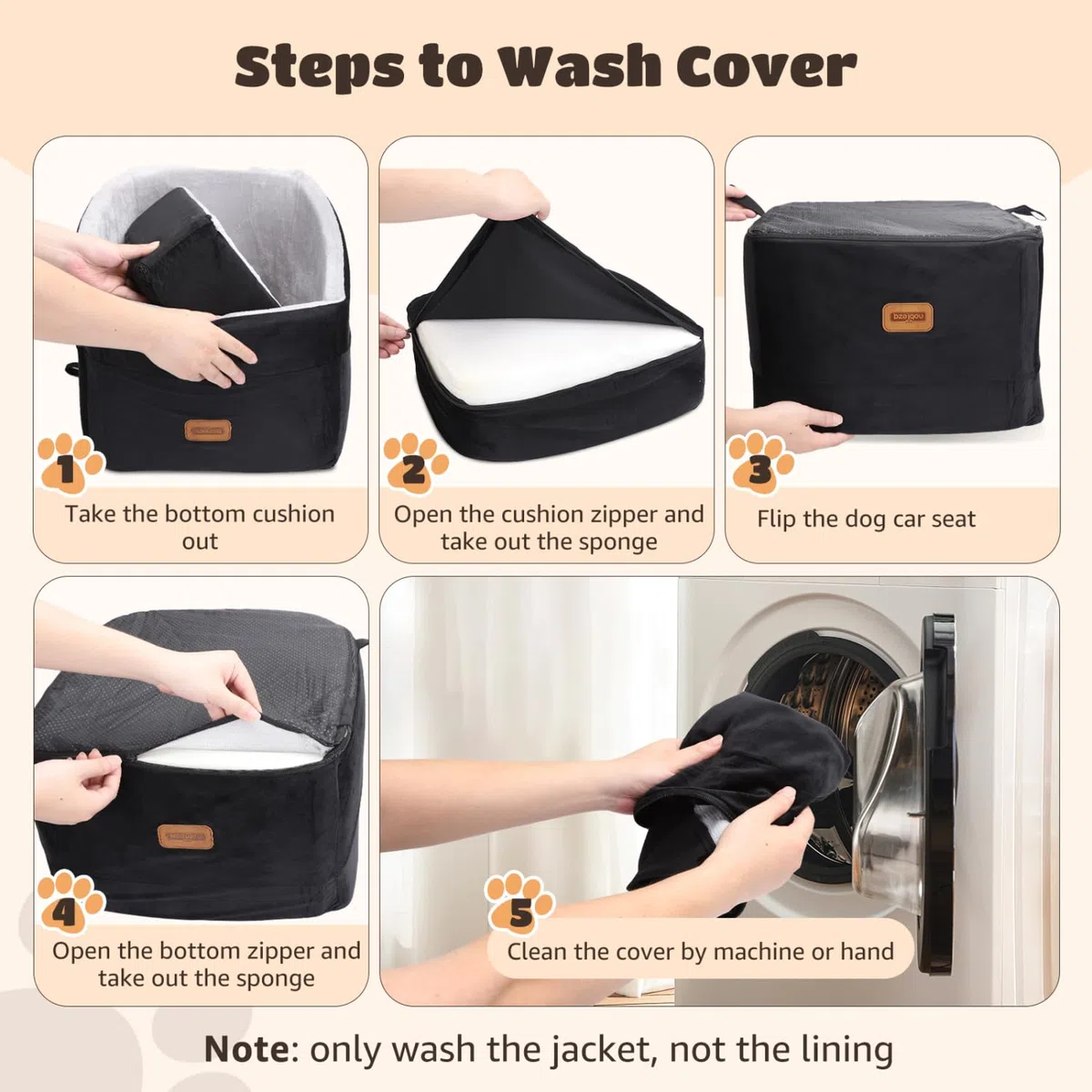 Nobleza - Seggiolino Auto per Cani Fino a 13kg, Cuccia Cane Auto con Cuscino Rialzato Staccabile, Grande Tasca Portaoggetti e Base Antiscivolo, 50x50x40cm