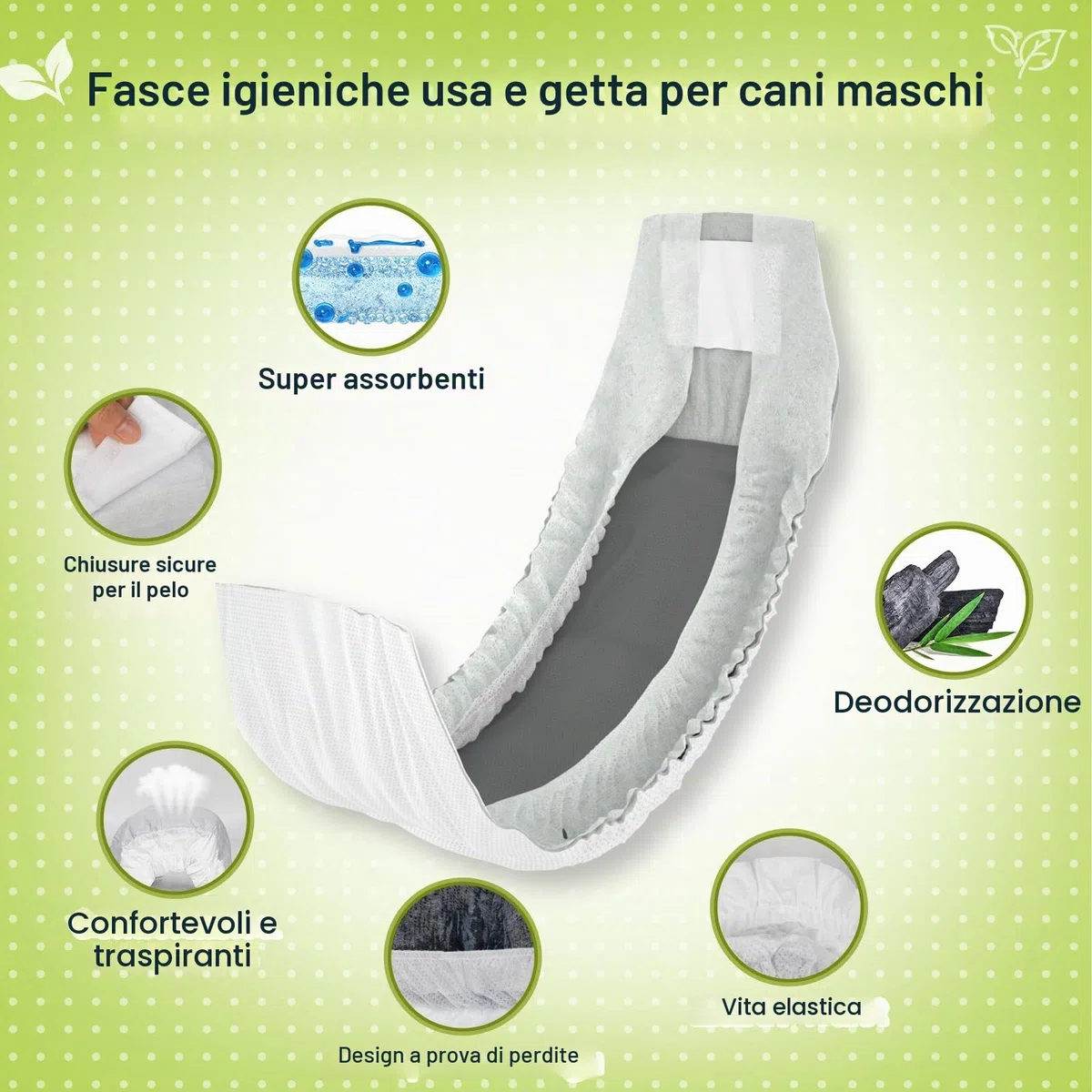 Dono Pannolini per cani maschi, 48 pezzi, fascia pancia per cani maschi, pannolini per cani maschi al carbone, super assorbenti, fasce per cani per incontinenza, viaggi, calore, problemi di marcature