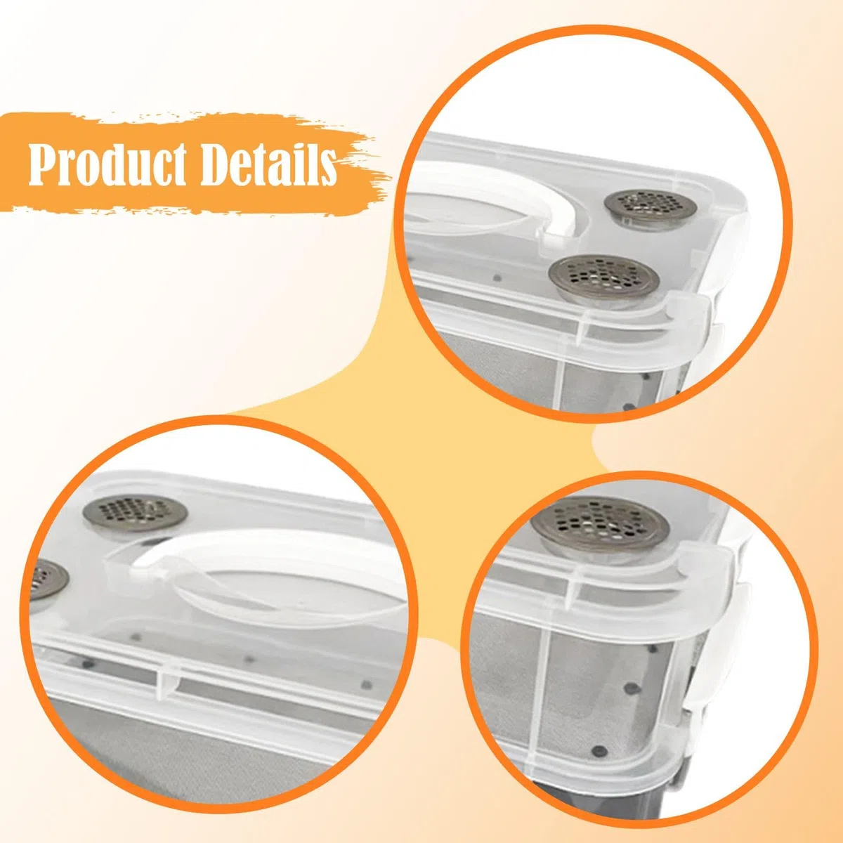 Mealworm Breeding Box Contenitore Allevamento Vermi Scatola Trasparente Ventilata con Setaccio Facile Pulizia Design Impilabile Adatto per Trasporto O, Rete Fine