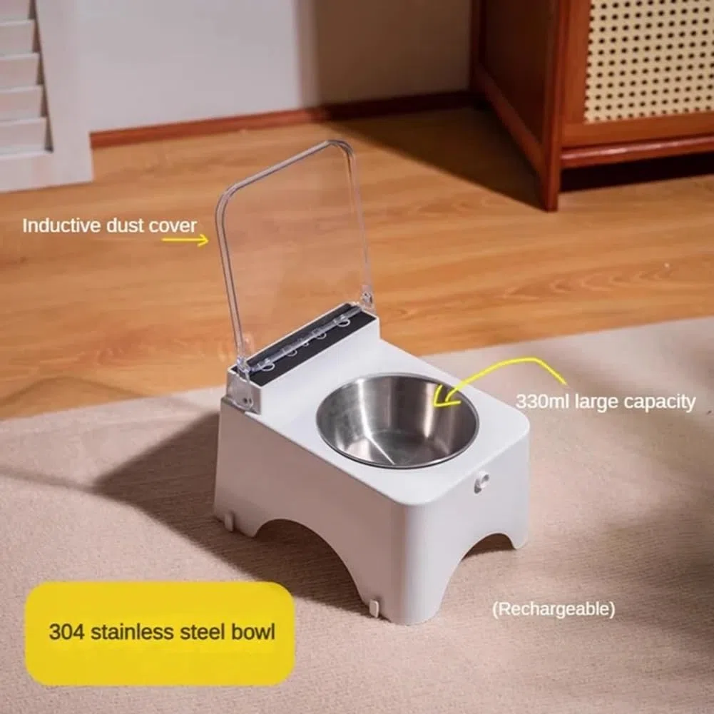 Vereen Ciotola intelligente per gatti con sensore a infrarossi coperchio automatico – Mangiatoia anti- per cani e gatti dispenser di