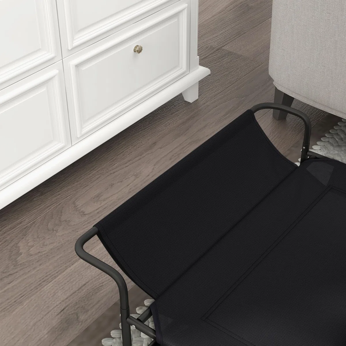 PawHut Lettino per Cani Rialzato, Letto da Campeggio per Cani e Gatti con Poggiatesta, Tessuto Traspirante Texteline, per Interno ed Esterno, 91x69x29 cm, Nero