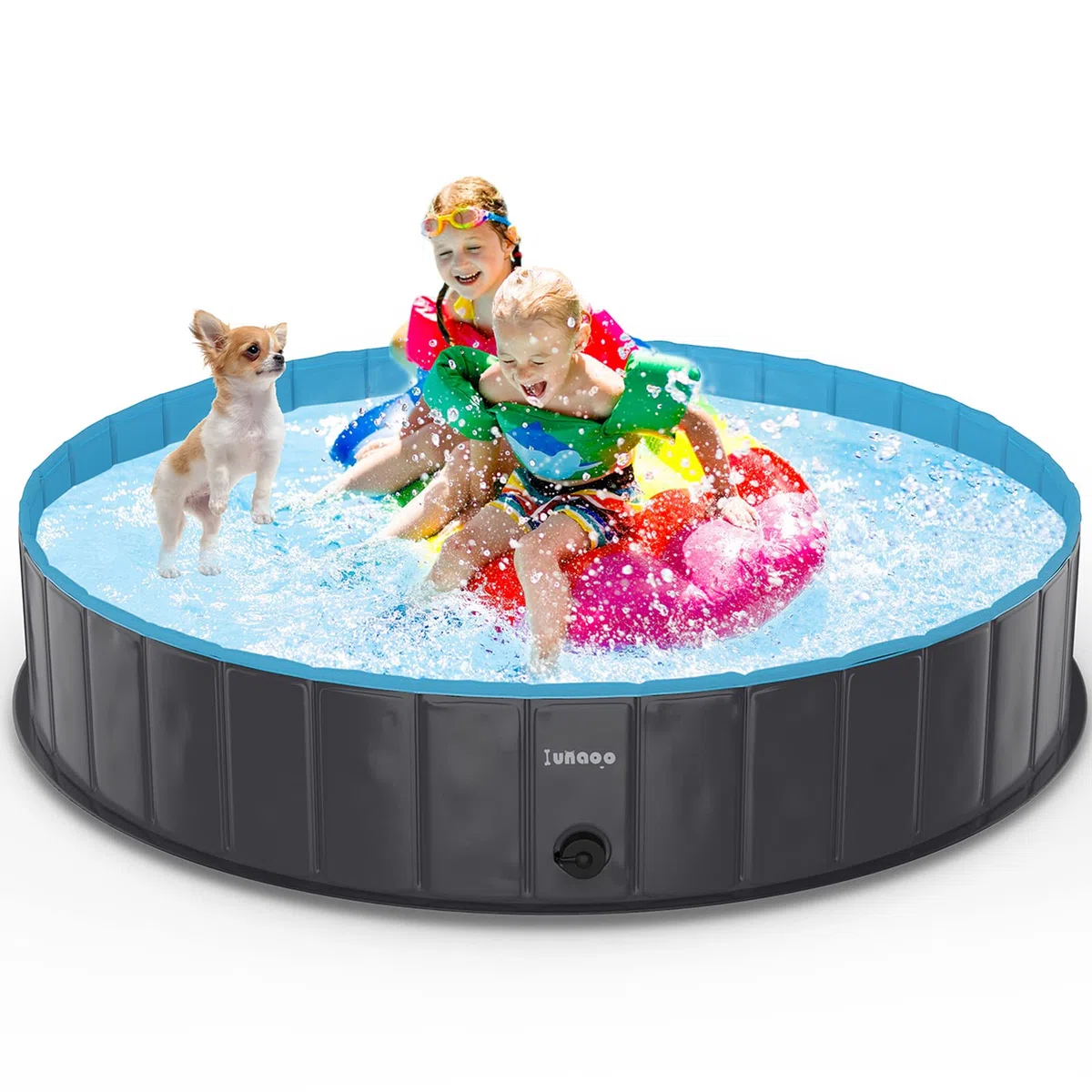 Piscina per Cani Grandi Piegevole, Portatile Vasca da Bagno per Animali, Antiscivolo Animali Domestici Piscina Bagno per Cani Grandi e Piccoli, Azzurro Chiaro, 160 x 30 cm
