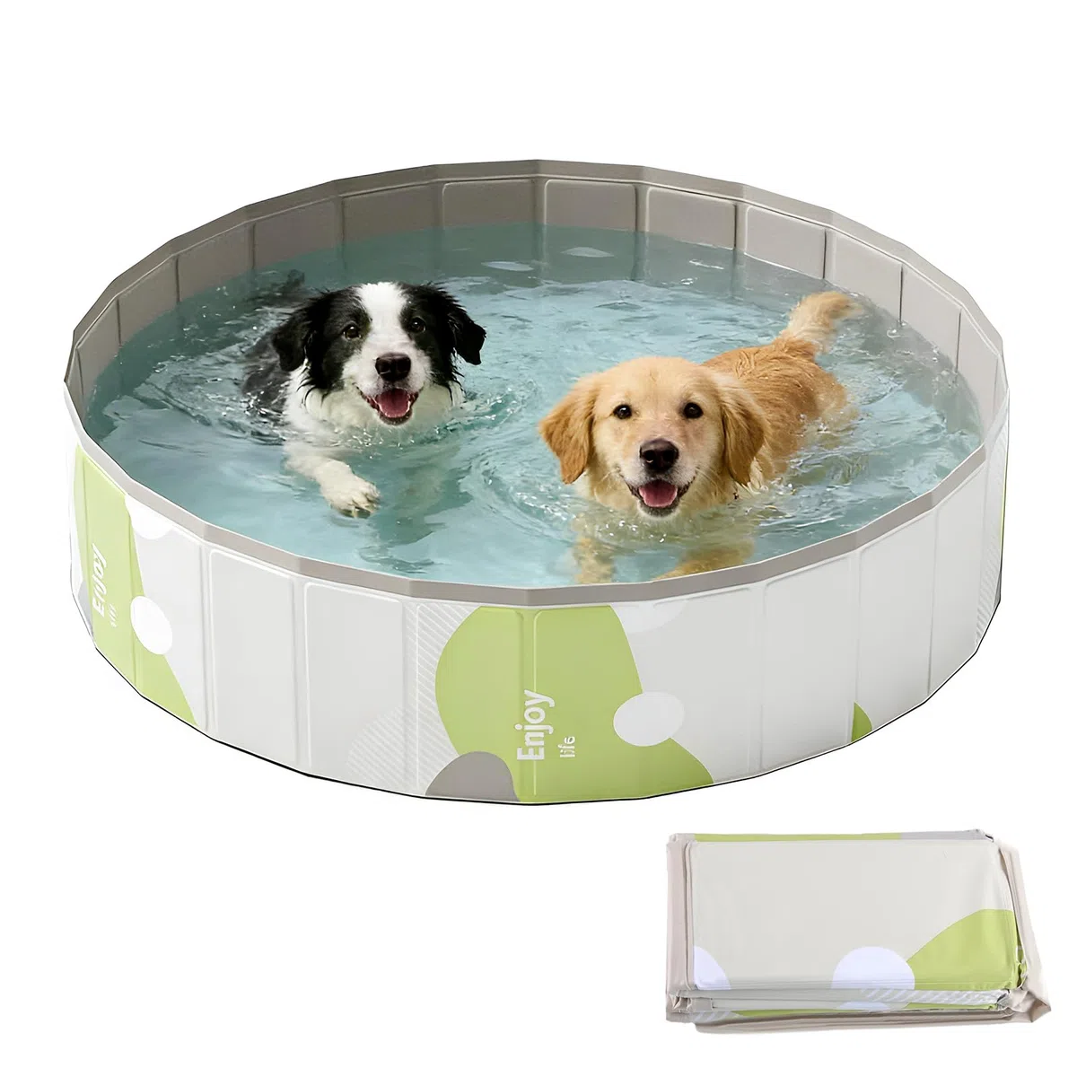 Piscina per Cani, Piscina per Cani Pieghevole, Piscina Bambini 120 x 30 cm (Gris)