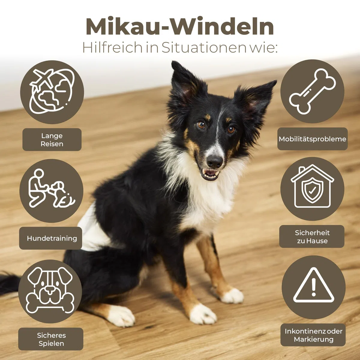 MIKAU - Pannolini per cani maschi ultra assorbenti (confezione da 48), vestibilità anti-perdite, comodi e resistenti, facile da posizionare. Incluso il rotolo del sacchetto per la cacca