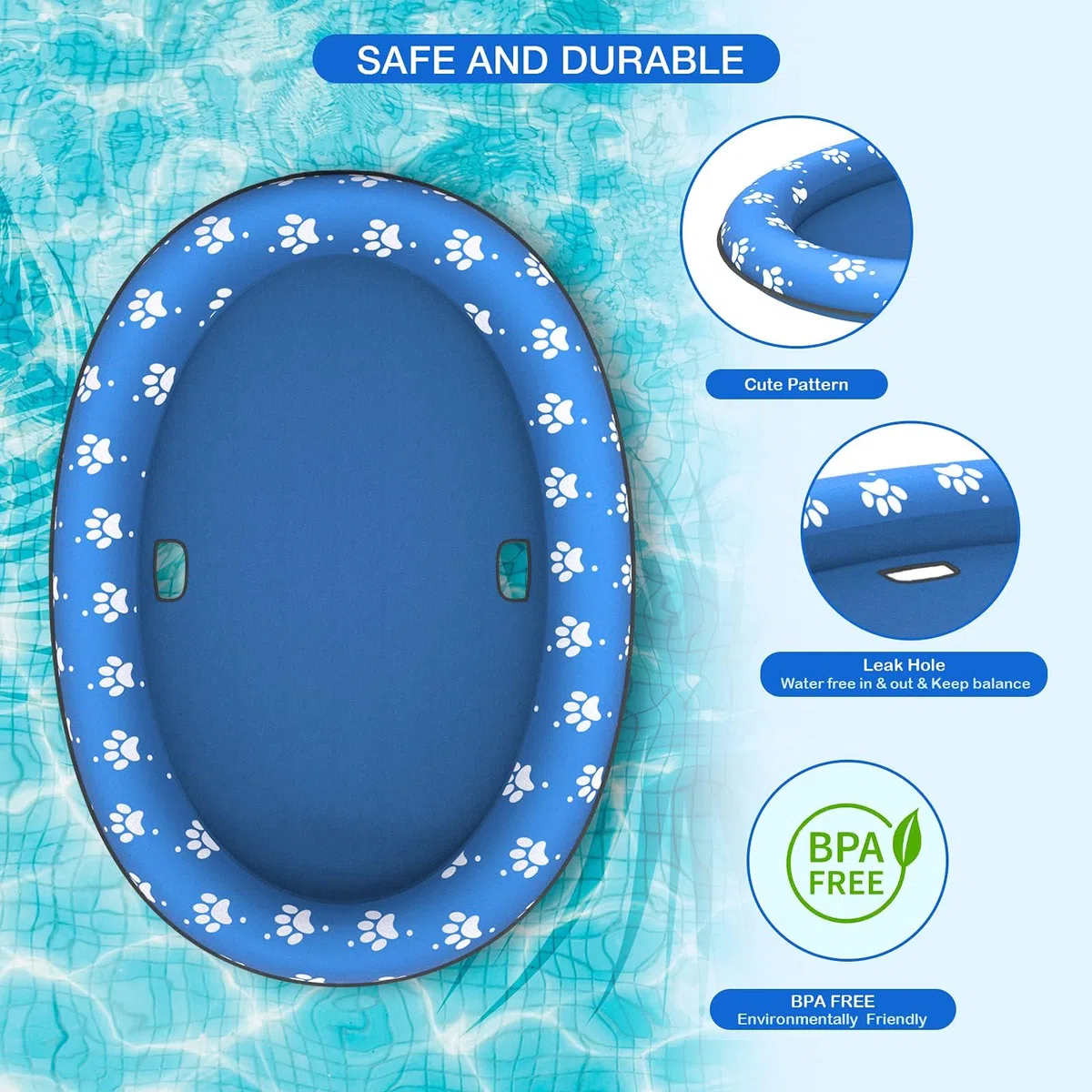 Salvagente Gonfiabile per Cani, Tessuto Oxford Antigraffio, Antiscivolo e Senza BPA, Portatile Salvagente per Animali Domestici, Perfetto per Spiagge, Piscine e Laghi in Estate