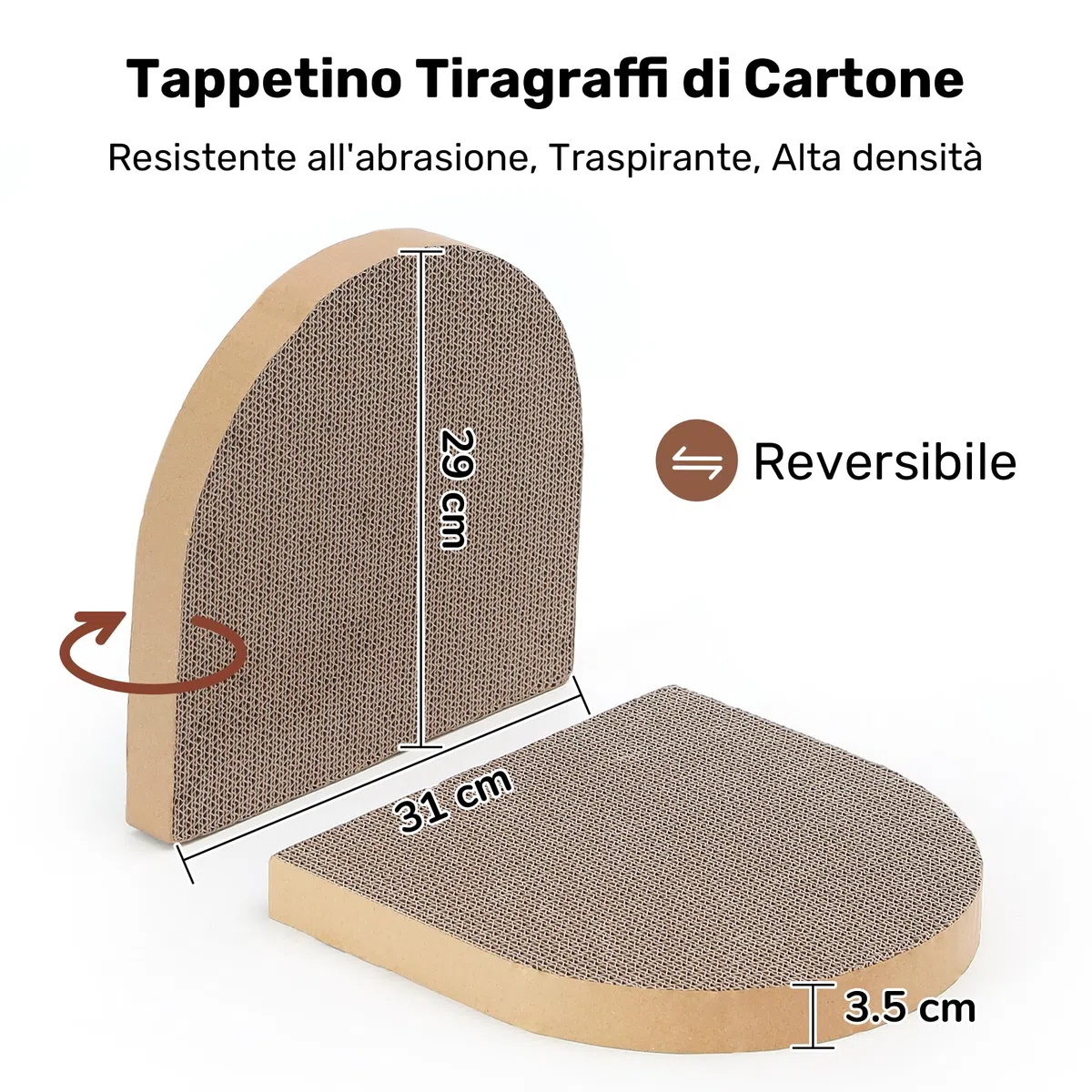 FUKUMARU Tiragraffi Cartone per Gatti, Cuccia Gatto Interno di Feltro, Tiragraffi per Gatti Adulti con 2 Tappetini in Cartone di Alta Qualità, Rimovibile e Reversibile, Lungo da 61 cm, Caramello