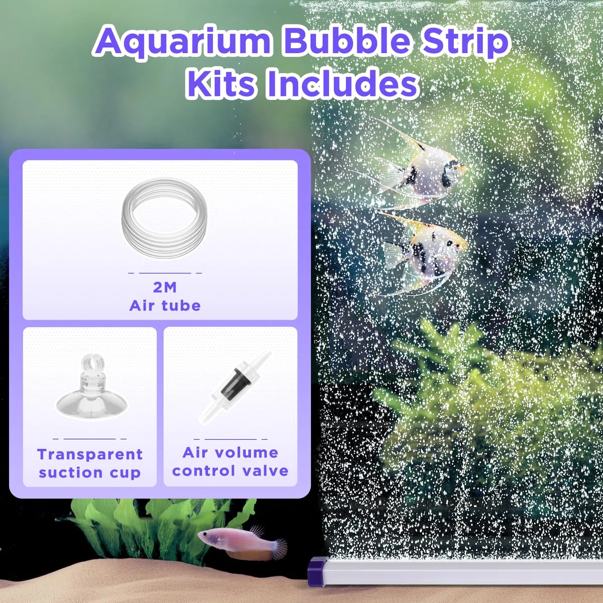 hygger Pietra ad Aria per Acquario, 70CM Diffusore Aria per Acquario, Aquarium Air Stone Bubble Fish Tank Diffusore Ossigeno Acquario with Air Tubing for Freshwater Saltwater