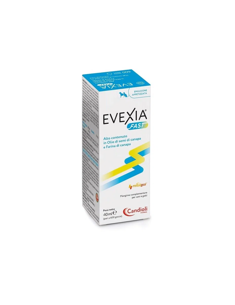 Evexia fast gocce 40 ml. Mangime complementare per cani e gatti