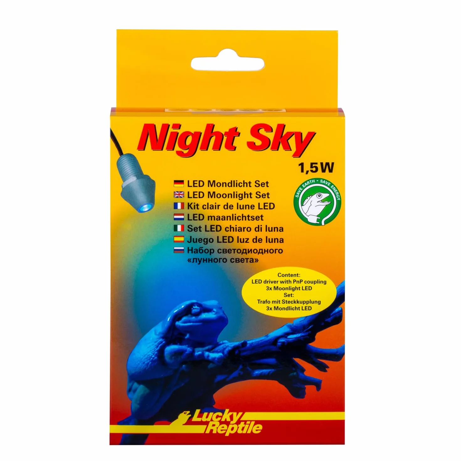 Lucky Reptile Night Sky - Set Moonlight LED - 3 luci lunari a LED con trasformatore - Lampada da terrario - Lampada Notturna a Risparmio energetico - LED rettili Anfibi - ampliabile a 6 LED