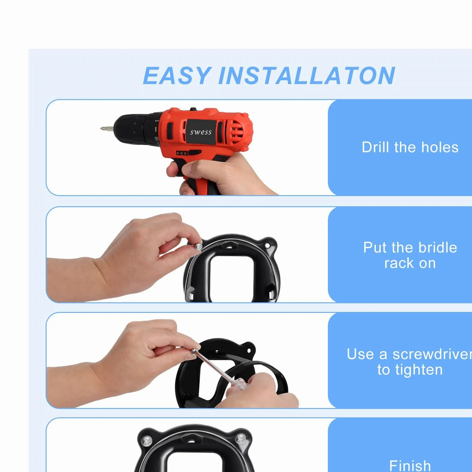 Set di 12 supporti per briglie per cavalli, Cavallo Briglia Rack con Gancio aggiuntivo, per Selle, Scuderie, Deposito di Corde