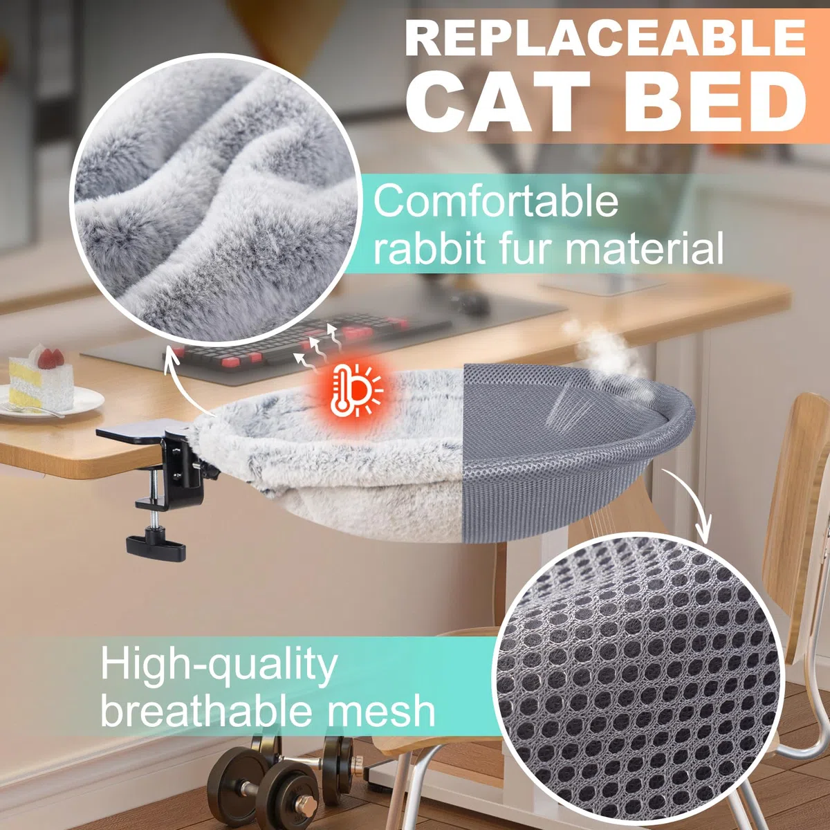 Uross Desk Cat Bed-Grey
