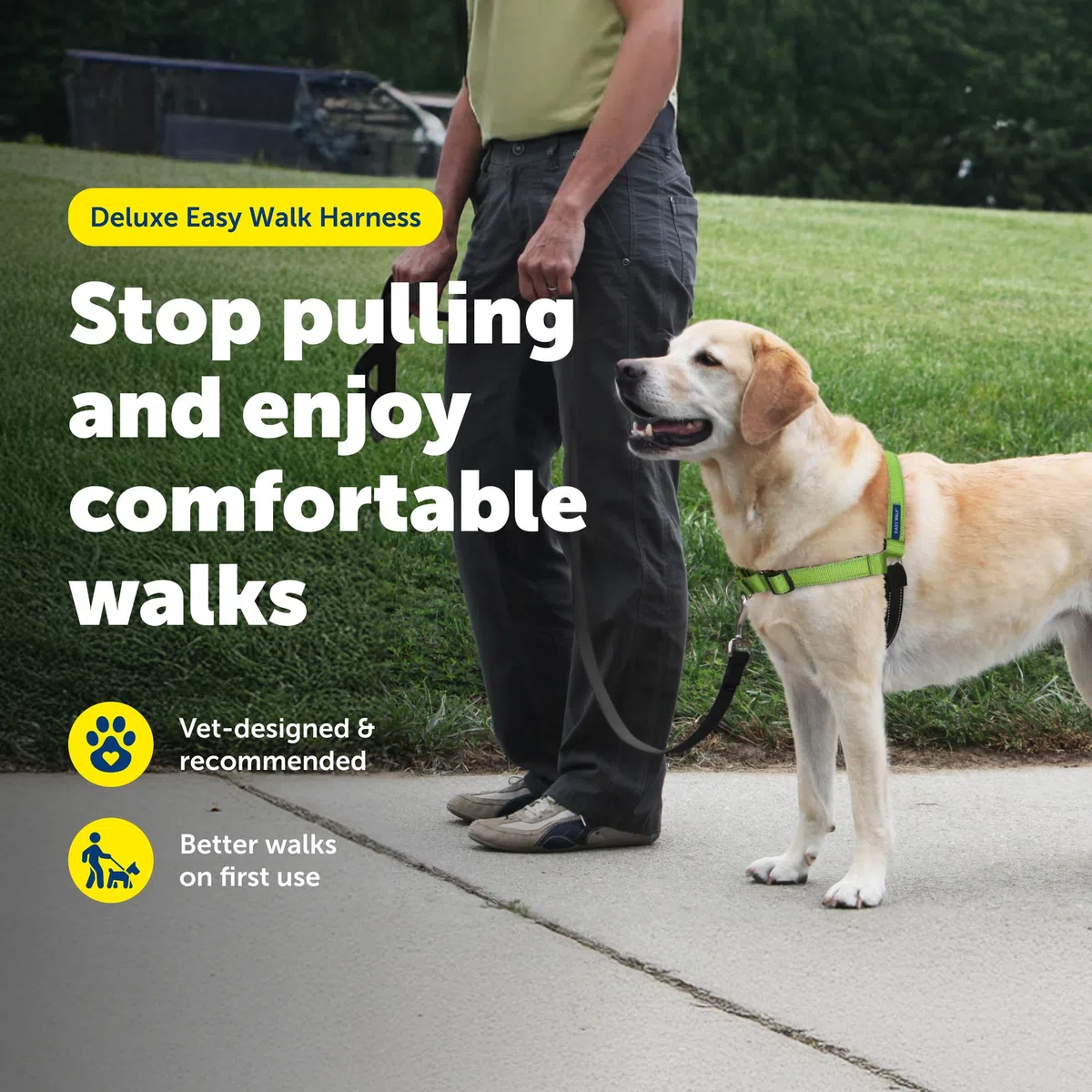 PetSafe Pettorina deluxe per cani Easy Walk, con anello a D per fermare la trazione, per allenamento e comportamento, riflettività, migliora la visibilità in condizioni di scarsa illuminazione, comoda