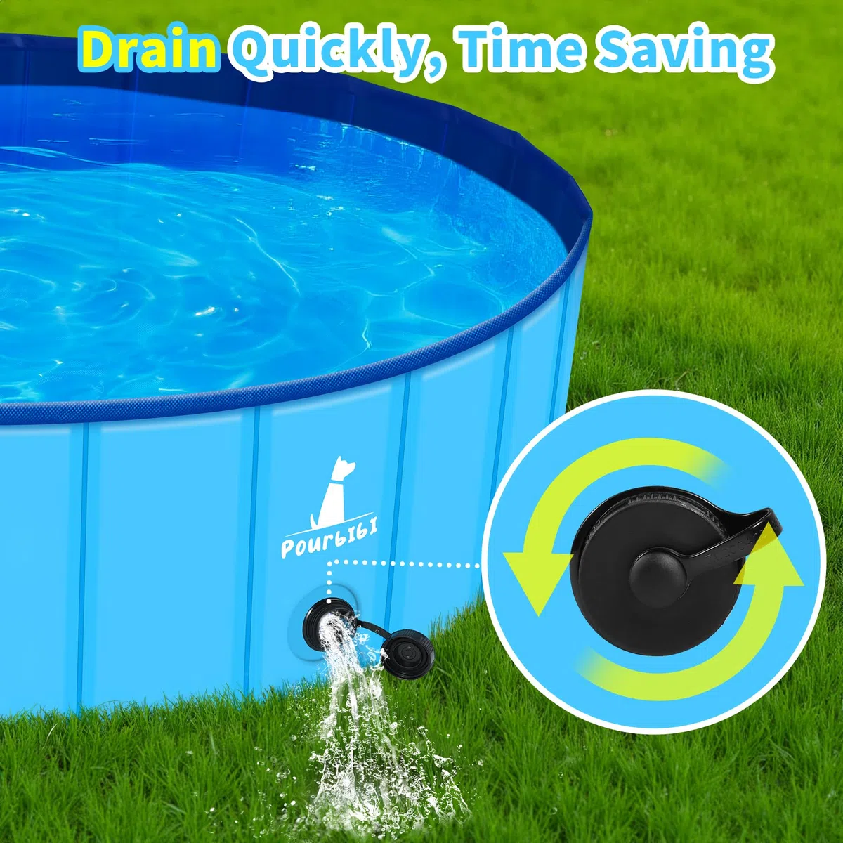 Pourbibi Piscina Per Cani Grandi, Vasca Da Bagno Pieghevole Per Cani, Antiscivolo, Piscina Per Bambini E Cani, 120 X 30 Cm