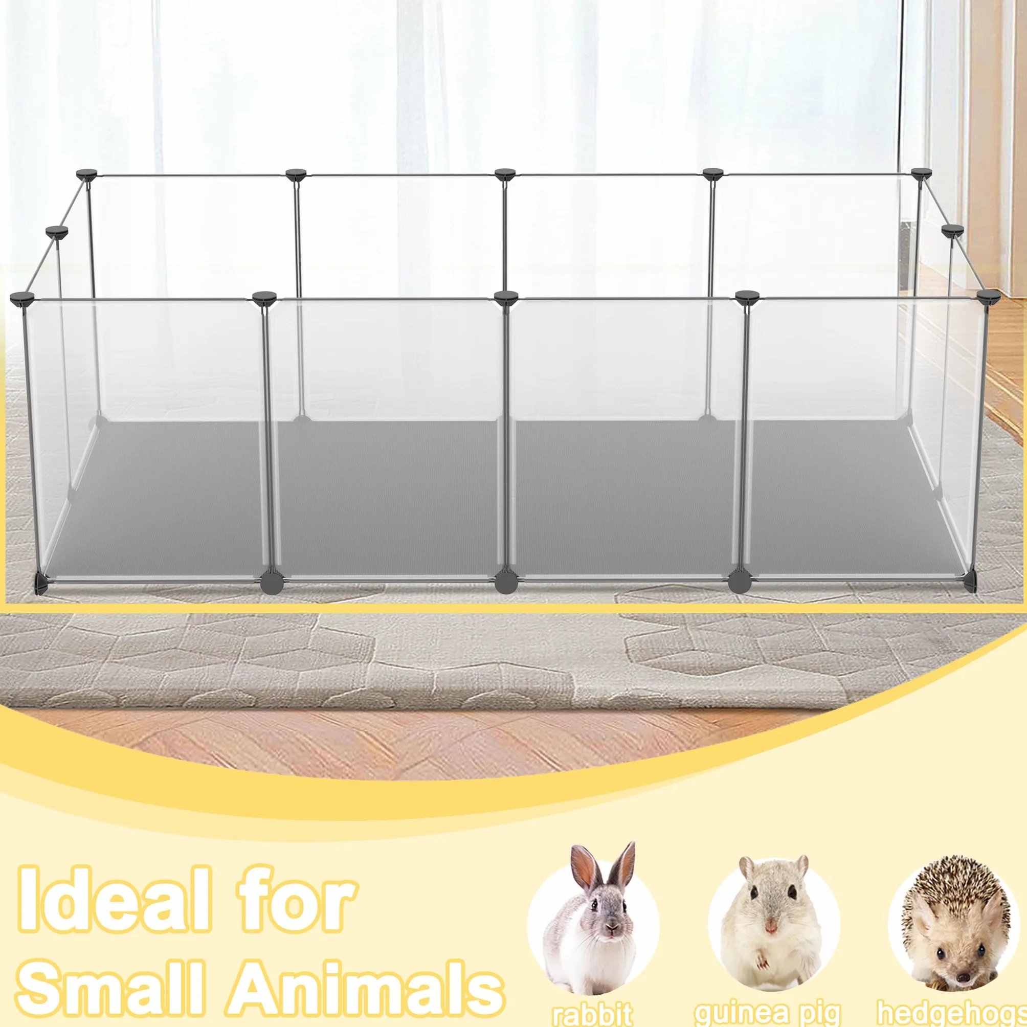 NAIZY Recinto per Animali 12Pcs Recinzione 143x73x46cm con Tappetino Recinzione per Cuccioli Bianco Recinzione per Piccoli Animali 35x45cm per Pezzo Recinzione per Animali da Cortile Fai-da-Te