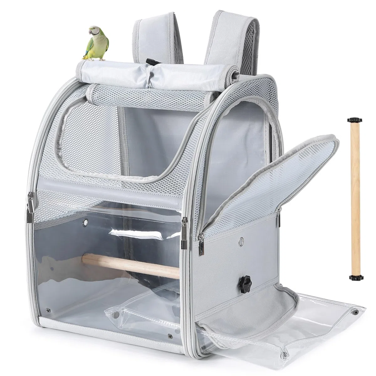 Borsa a Spalla per Trasporto di Uccelli per Pappagallini e Pappagalli, Borsa Impermeabile con 2 Perches e Vassoio, Gabbia da Viaggio Traspirante per Calopsiti, Leggera, 33,5x29x43 cm