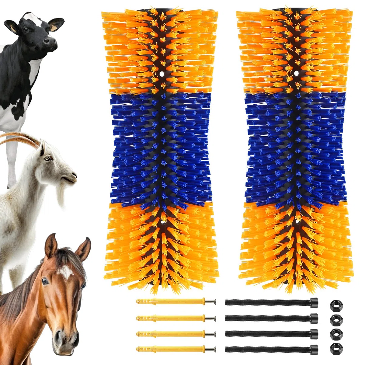 Spazzola per Tiragraffi per Bestiame, Spazzole per Graffiare Cavalli, 2 pezzi Spazzola Antigraffio per Mucche, Spazzole per Grattare Universale per Capre, Bovini, Pecore, Maiali, Animali da Fattoria