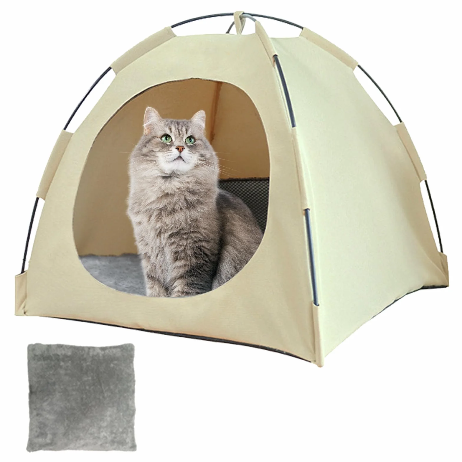 CEWROM Tenda per gatti di grandi dimensioni, cuccia per cani di piccola taglia, per gatti, per interni, in materiale traspirante, lavabile e leggera, per gatti (giallo, L)