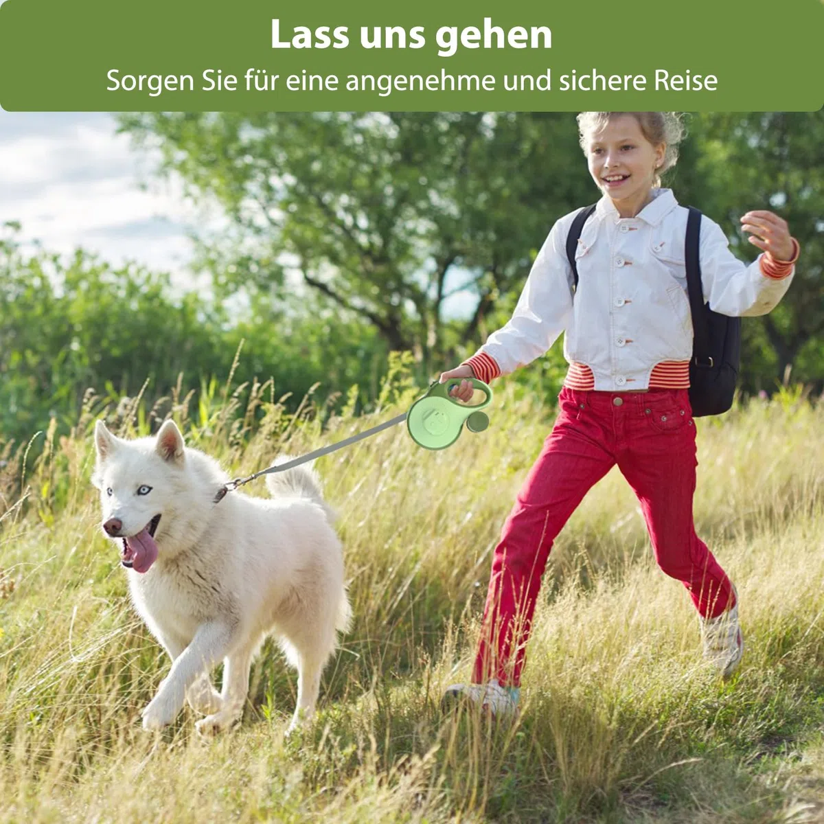 Guinzaglio per cani da 8 m, con luce LED e supporto per borsa, senza nodi, guinzaglio di grandi dimensioni, pulsante del freno rapido e impugnatura antiscivolo, per cani fino a 50 kg/110 kg, shopping