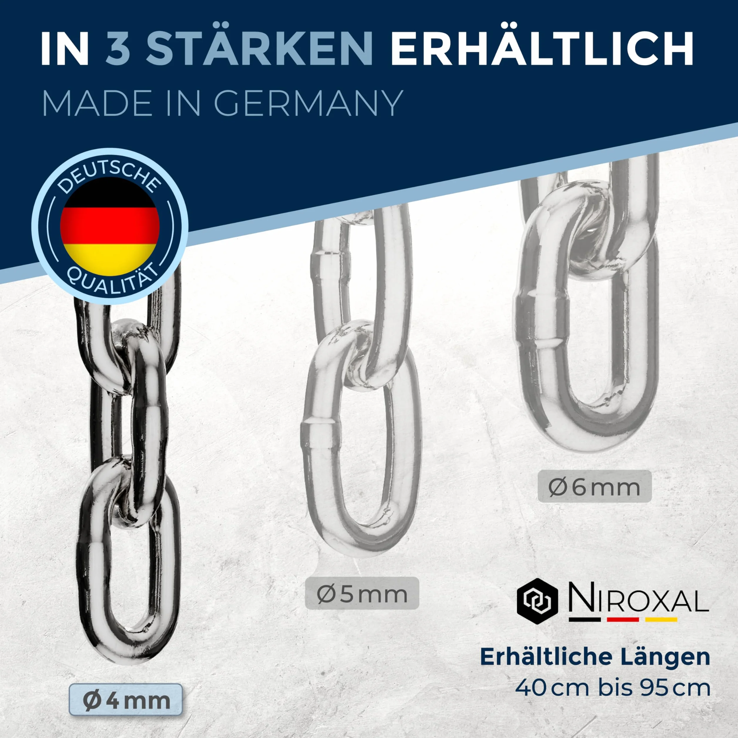 Collare addestramento cane acciaio inox V4A Ø4 mm – lunghezza 60 cm (lunghezza totale) – per circonferenza testa 46–51 cm – catena maglie corte con arresto di trazione