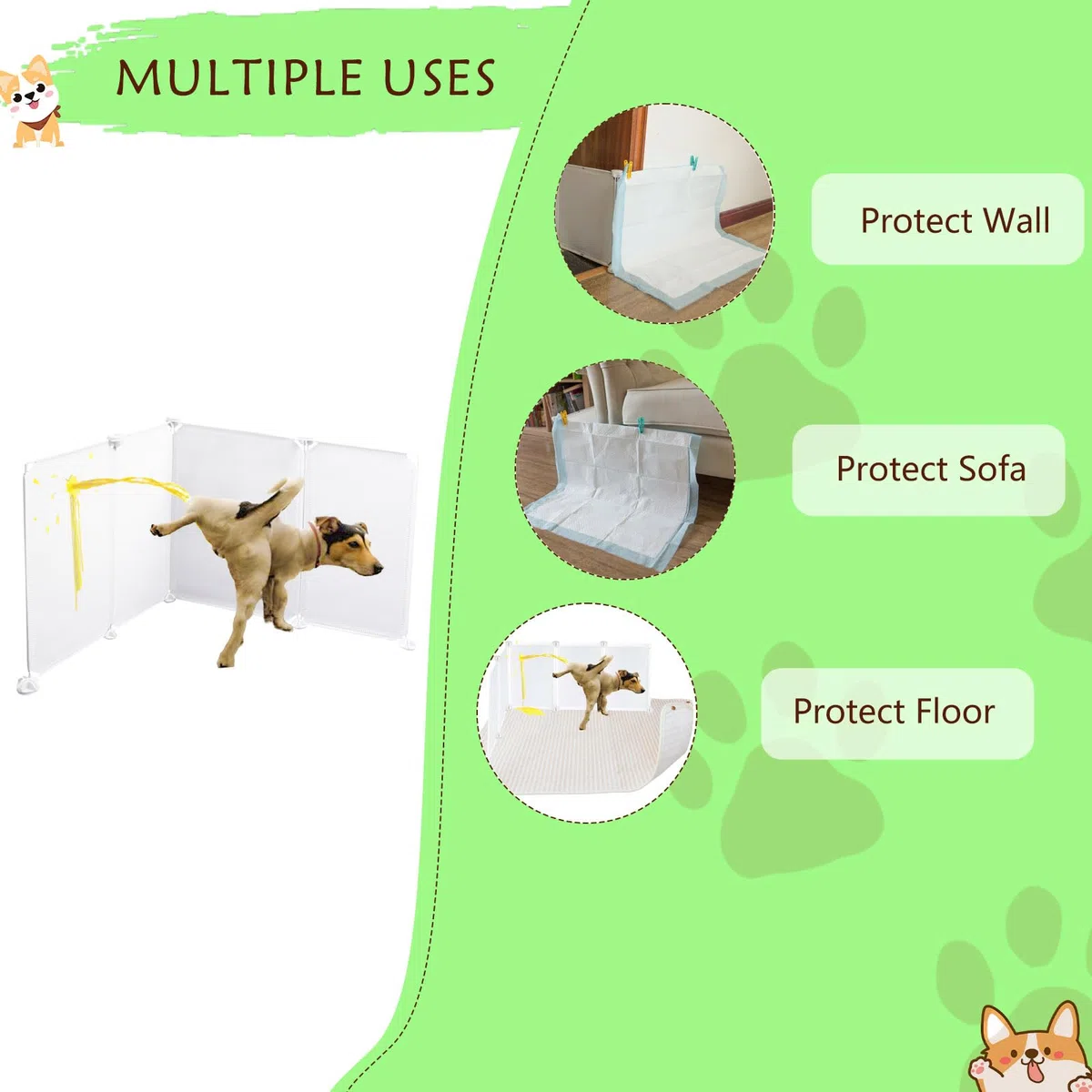 Muro per pipì per cani maschi, adatto per la maggior parte dei tappetini per pipì per cani, previene la pipì dal lato del tappetino, facile da pulire (erba e vassoio non sono inclusi)