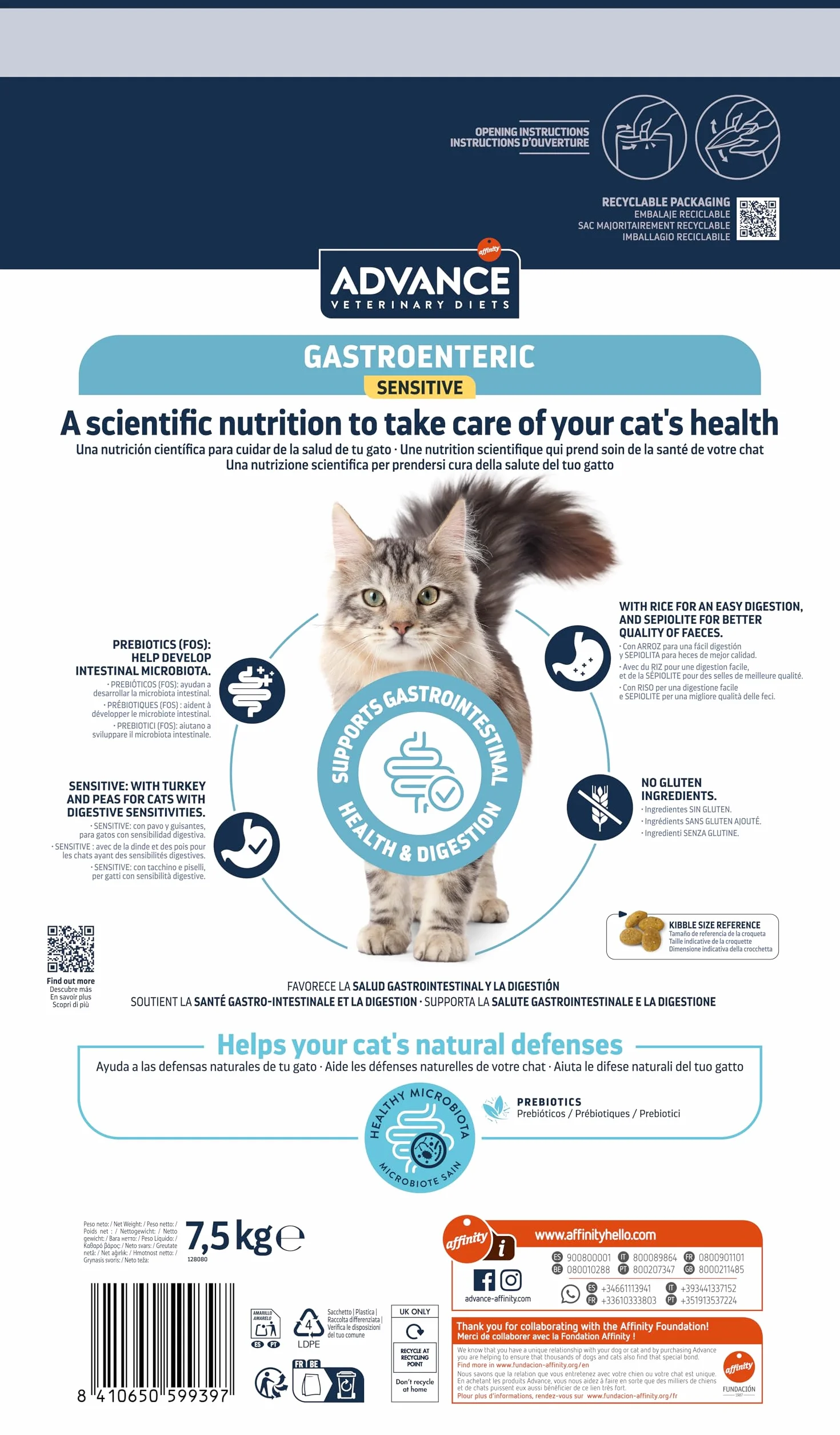 Advance Veterinary Diets Gastroenteric Sensitive, Cibo per Gatti con Problemi gastrointestinali, 2,75kg