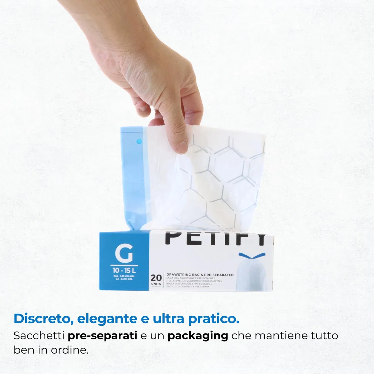 Sacchetti per lettiera autopulente per gatti compatibili con Petkit Pura Max 2 e Pura X – 5 rotoli (100 sacchetti resistenti con laccetto) | Codice G | Eco Pack con dispenser integrato