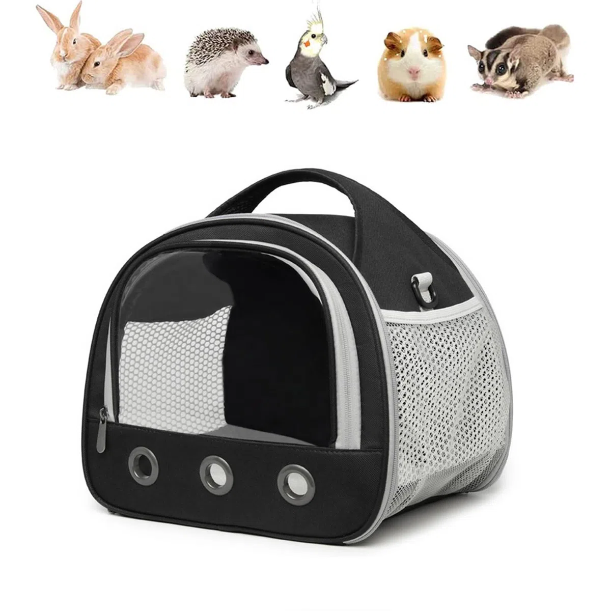 SOONHUA Borsa da viaggio per piccoli animali, trasportino portatile per porcellini d'India, con finestra trasparente e rete traspirante, per uccelli, ratti, porcellini d'India, scoiattolo