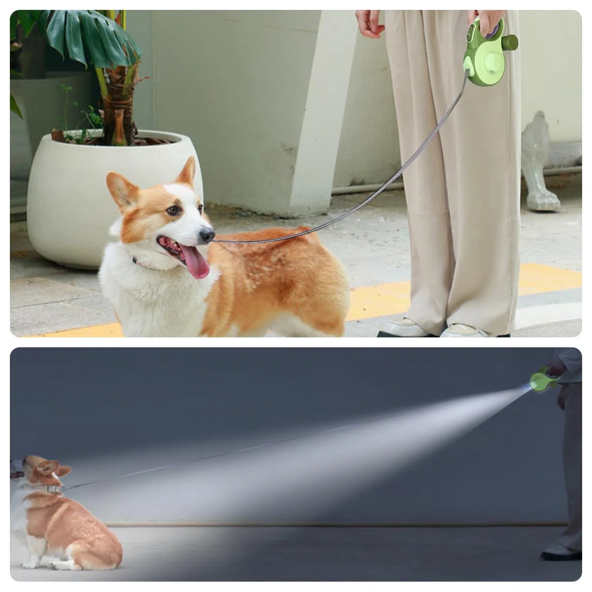 Guinzaglio per cani da 8 m, con luce LED e supporto per borsa, senza nodi, guinzaglio di grandi dimensioni, pulsante del freno rapido e impugnatura antiscivolo, per cani fino a 50 kg/110 kg, shopping
