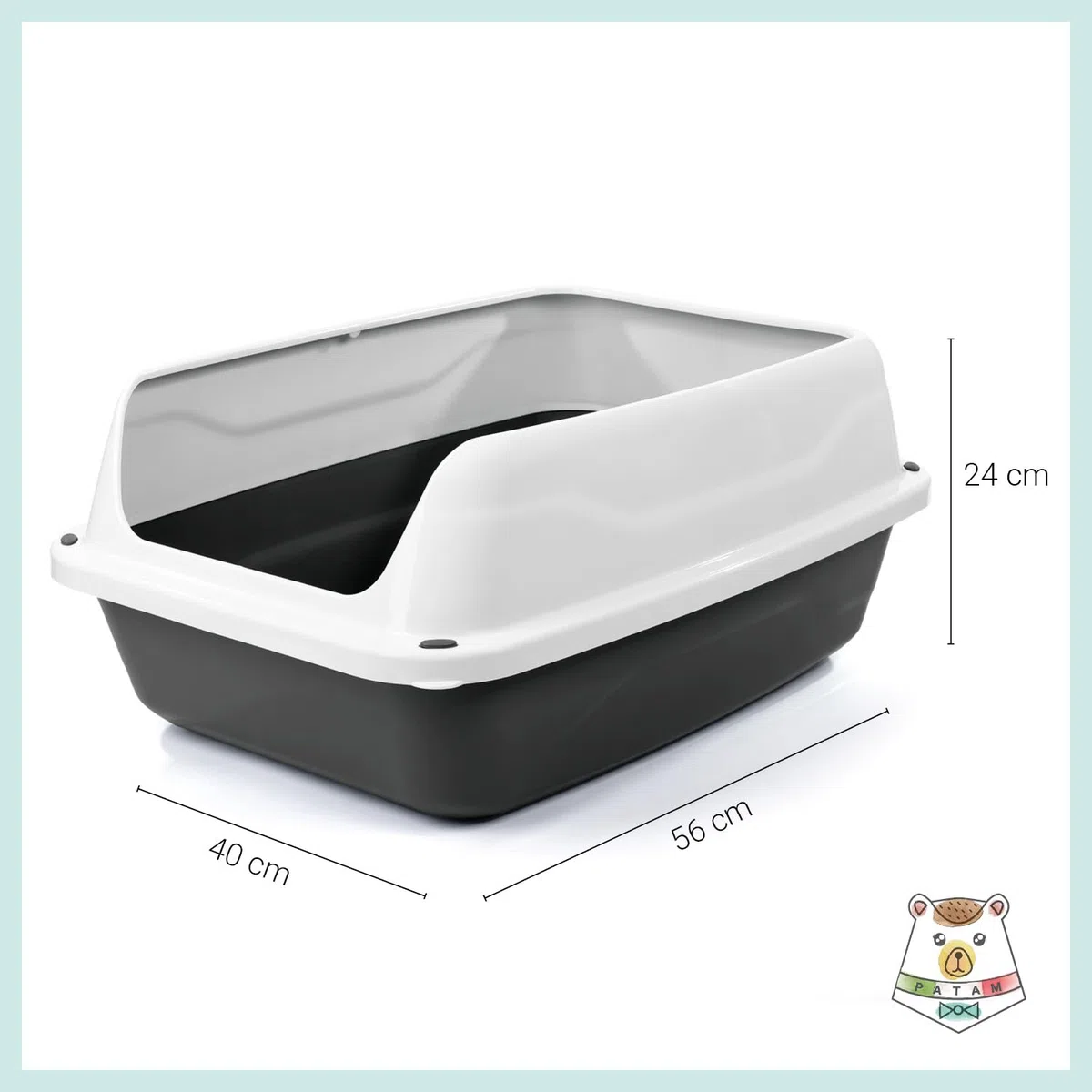Patam lettiera aperta per gatti con bordi alti e paletta omaggio, 56 cm x 40 cm x 24 cm Made in Italy – Milù Maxi Grigio