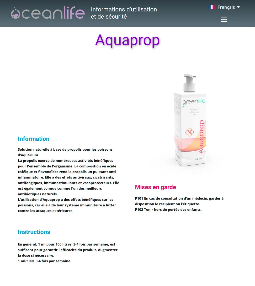 Oceanlife Aquaprop - 1000 ml - Propoli per Pesci d'acquario