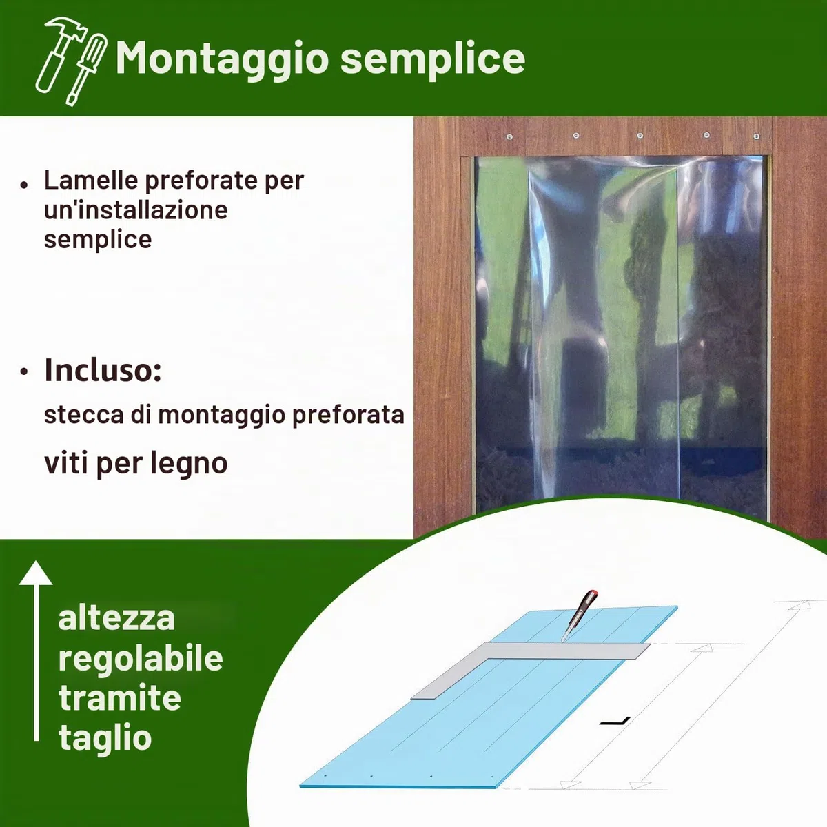 Zettl GmbH Tenda a lamelle per piccoli animali, LxH 40x60cm. Tenda a strisce in PVC per cucce per cani, gattaiole, stalle, aperture nel capanno da giardino, in officina.