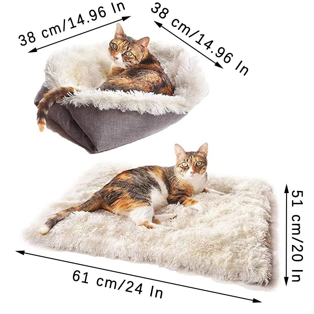 Letto per Cani, Cuccia per Gatti, 2in1 Cuccia per Gatti, Cuccia Pieghevole per Animali Domestici, Lavabile, 61x51cm, per Gattini Indoor e Outdoor, Cuccioli e Piccoli Animali (Bianco)