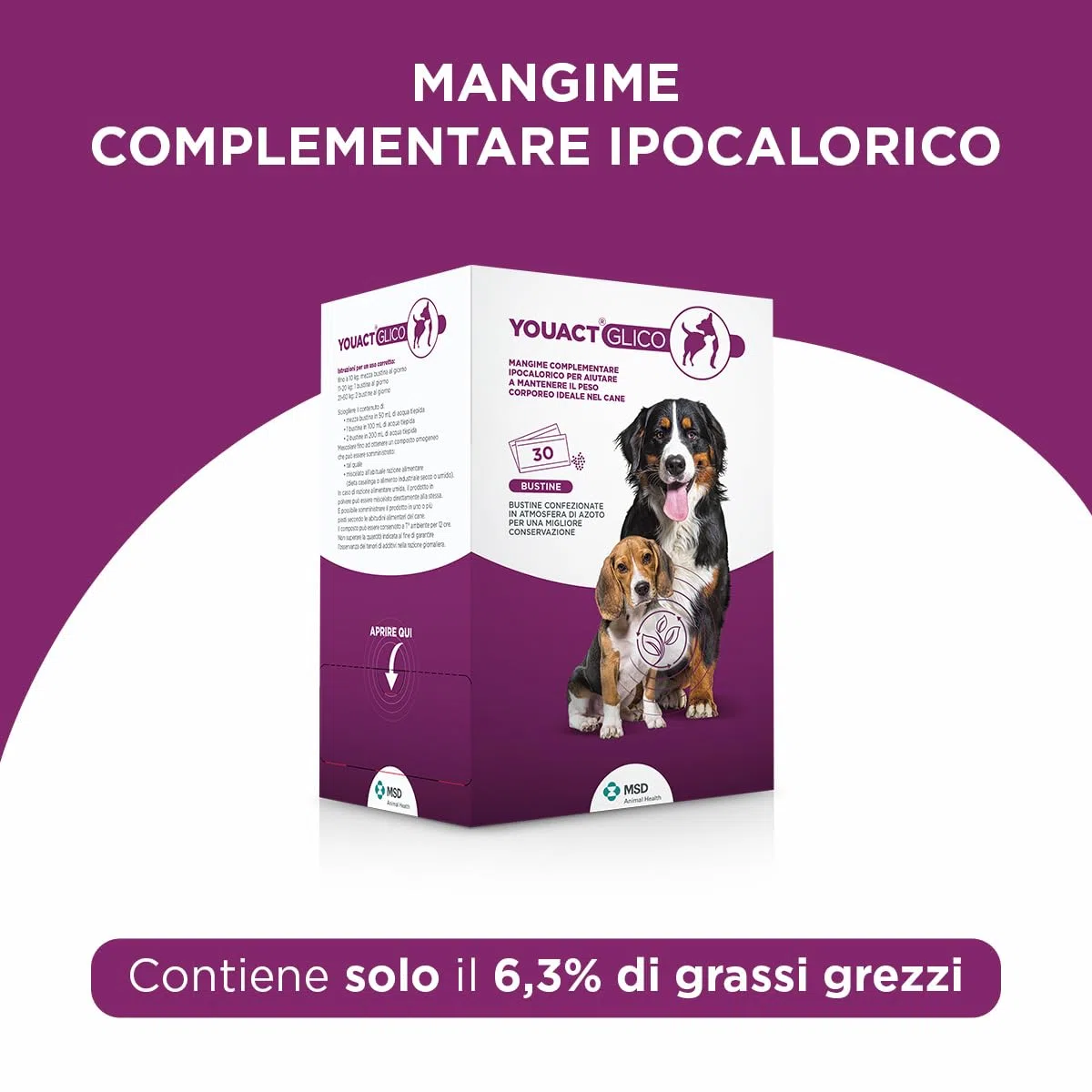 Glico 30 Bustine - Mangime Complementare Ipocalorico, Contribuisce al Mantenimento del Peso Corporeo Ideale, Contribuendo A Ridurre I Rischi Associati al Sovrappeso E All'Obesità del Cane.
