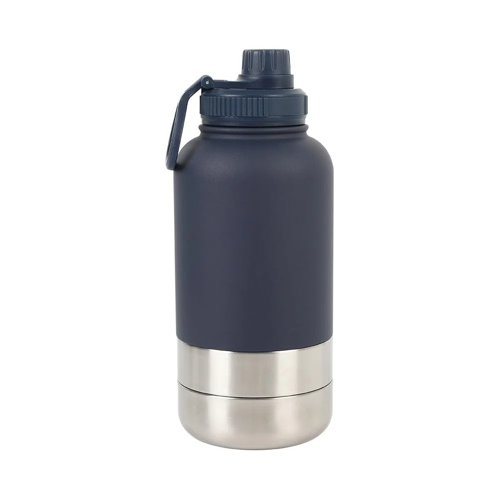 Borraccia per cani da viaggio, 950 ml, 4 in 1, con ciotola per acqua e ciotola, isolata in acciaio inox, senza BPA, accessorio per cani per viaggi, escursioni, passeggiate