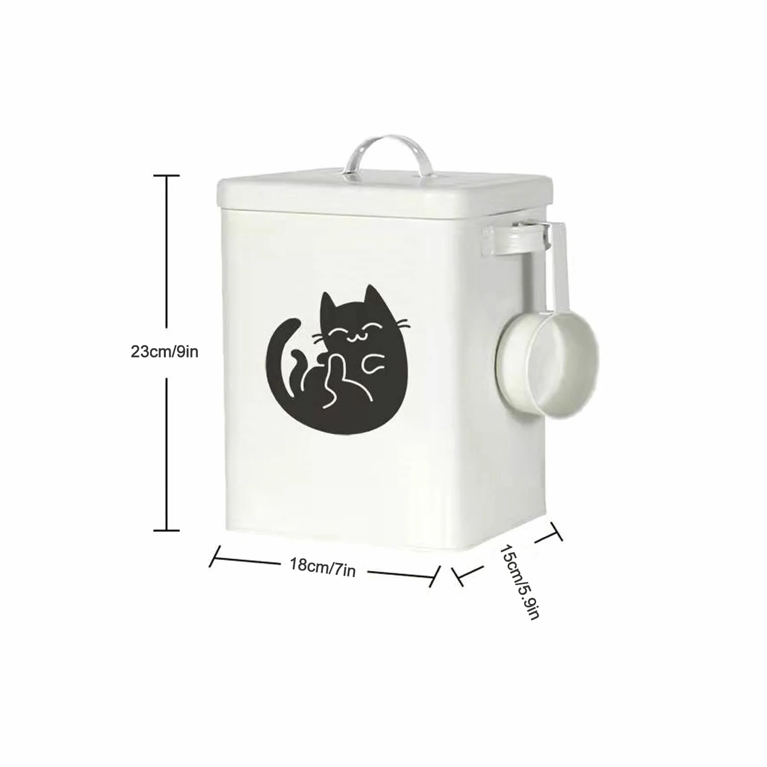 Contenitore per alimenti per cani e gatti, secchio per alimenti per animali domestici con coperchio e manico, barattolo per cibo per gatti, barili sigillati a prova di umidità, bianco