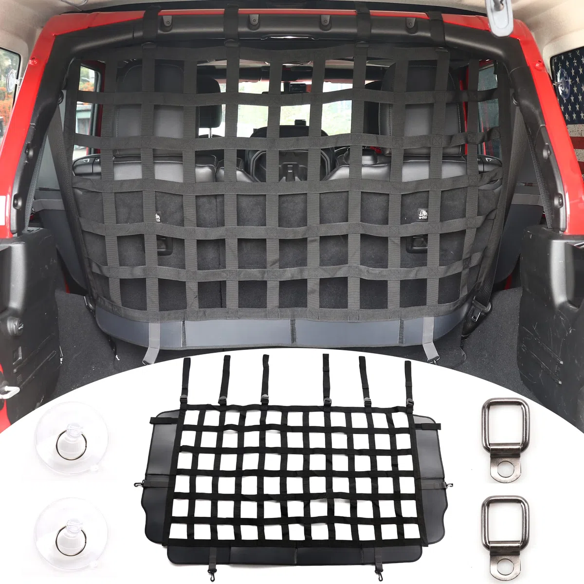 Barriera di sicurezza per cani per Jeep Wrangler JK JL 2007-2023 Accessori per 4 porte, dietro il sedile posteriore Pet Dog Covers Tronco Cargo Isolation Liner Net per Jeep Wrangler