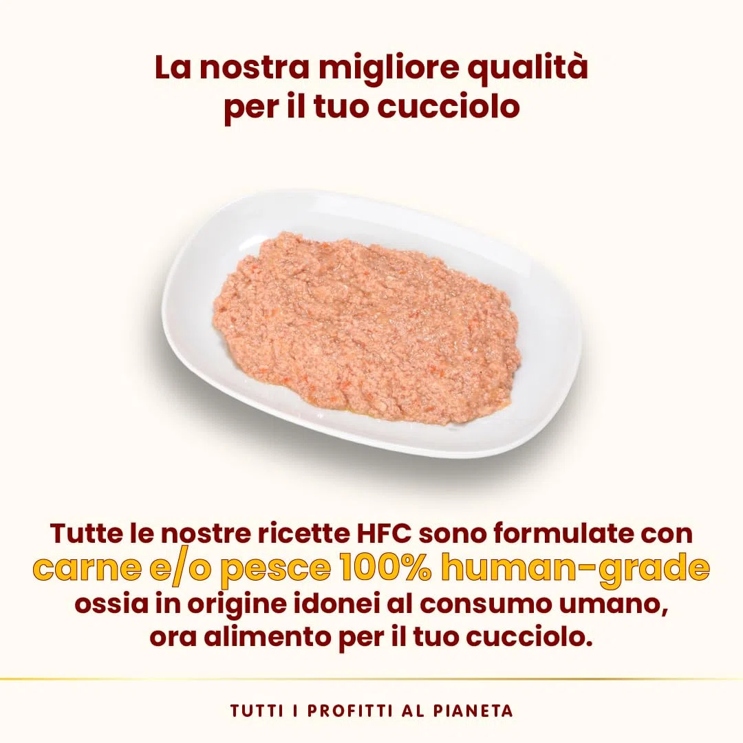 Almo Nature HFC Puppy - Alimento Umido per Cuccioli - Pollo - Qualità Human Grade, Senza Glutine, Monoproteico - 95g, Confezione da 24