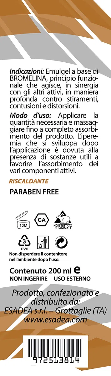 Joint Gel 200ml crema gel corpo, agisce su articolazioni e cartilagini, utile per traumi stiramenti e distorsioni, riscaldante, con bromelina MSM e artiglio del diavolo.
