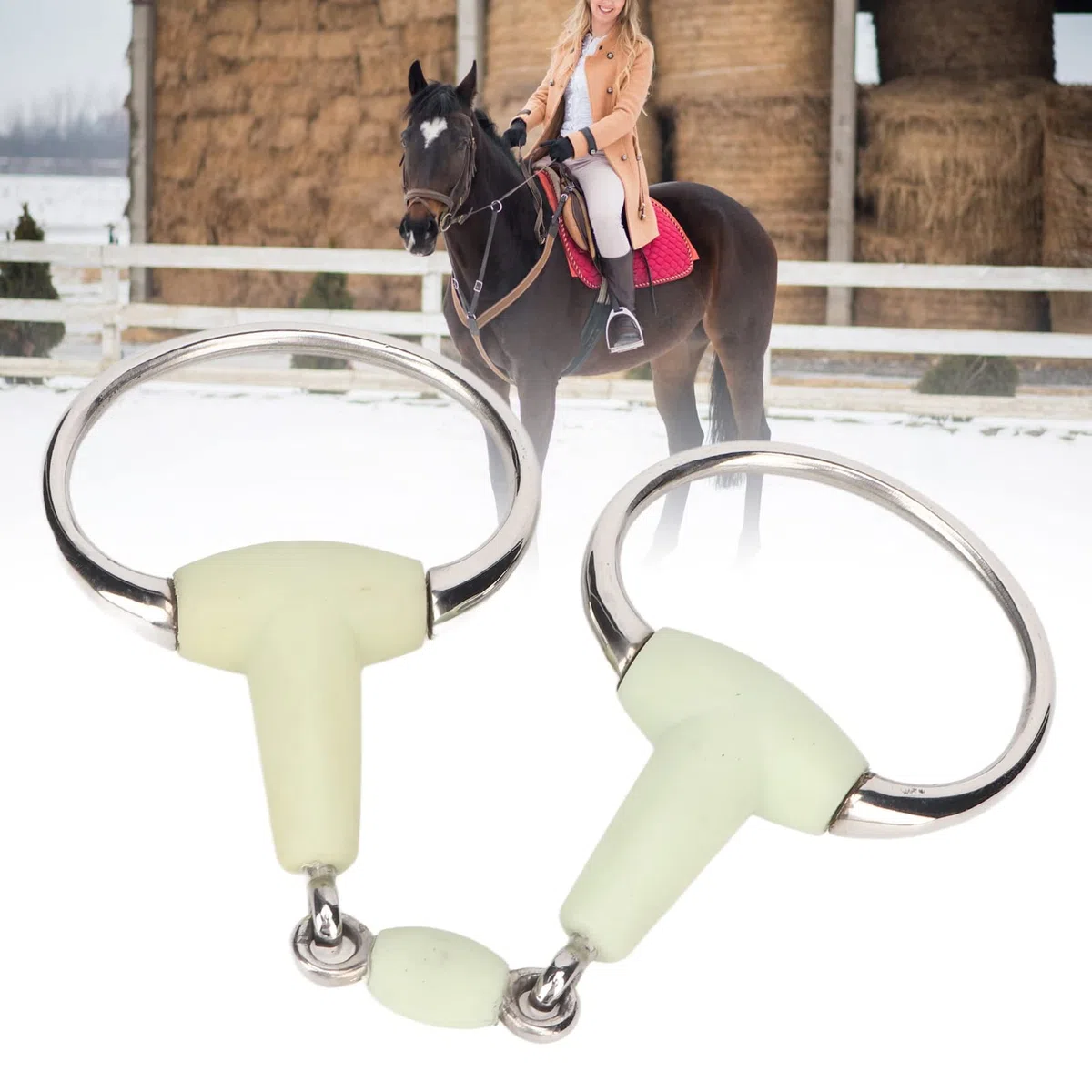Filetto per Cavallo, Filetto per Bocca di Cavallo Avvolto in Gomma al Sapore di Mela, Filetto per Cavallo in Acciaio Inossidabile Facile da Controllare per L'addestramento e