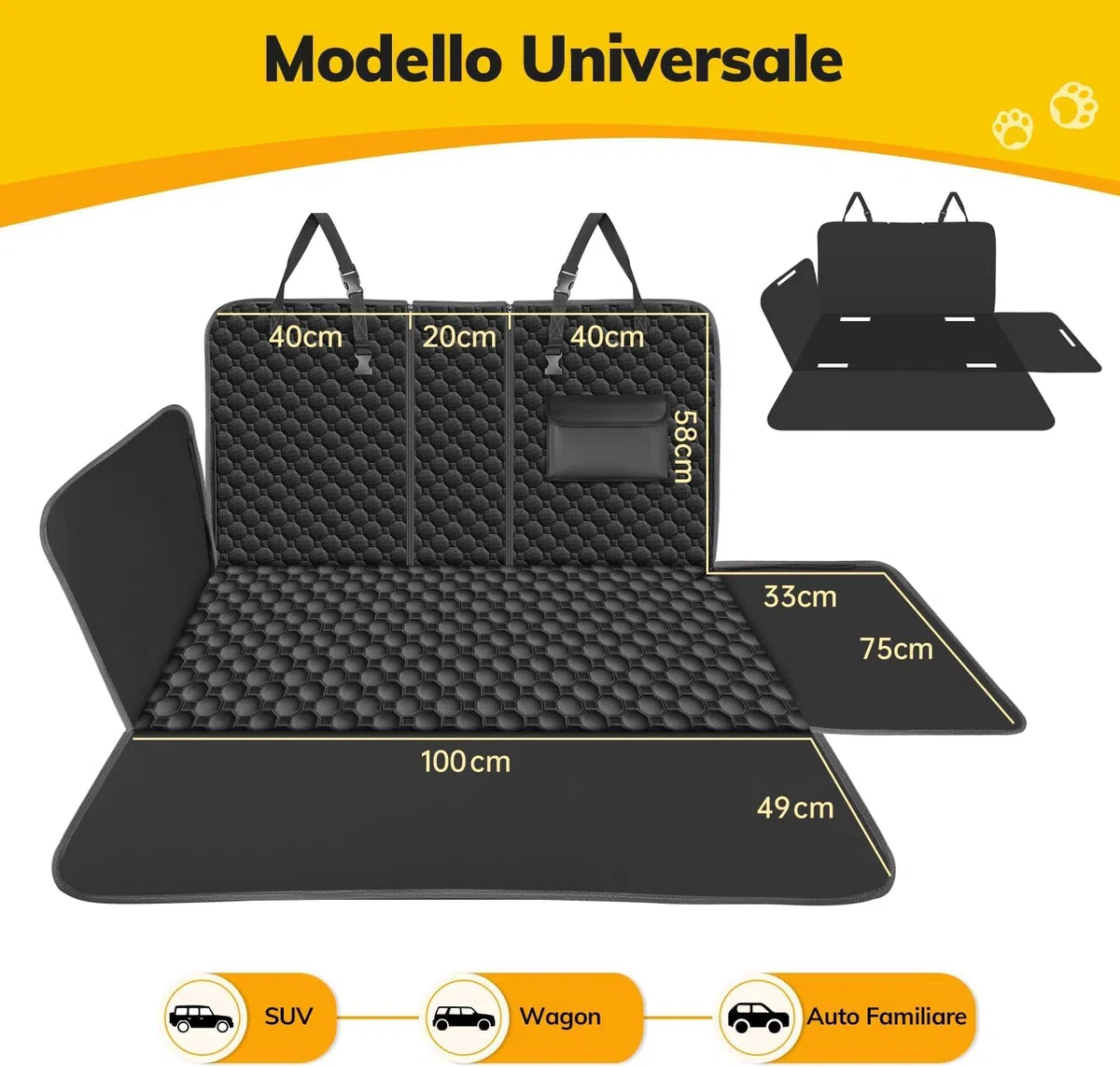 Taygeer Telo Auto per Cani, Universale Telo Bagagliaio Auto per Cani Antiscivolo Impermeabile Resistente ai Graffi