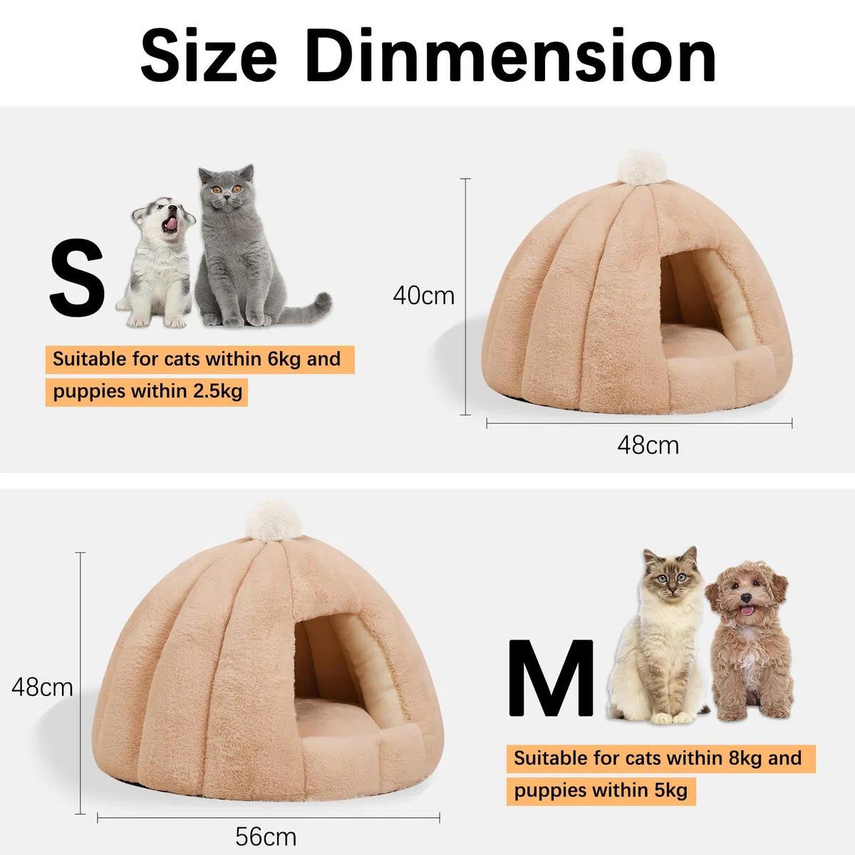 Galatée Letto Grotta Per Gatti, Letto Per Gatti Con Fondo Antiscivolo, Cuccia Per Animali Domestici Con Cuscino Interno Rimovibile e Lavabile, Morbido e Accogliente Igloo Gatto Di Peluche(S, Marrone)
