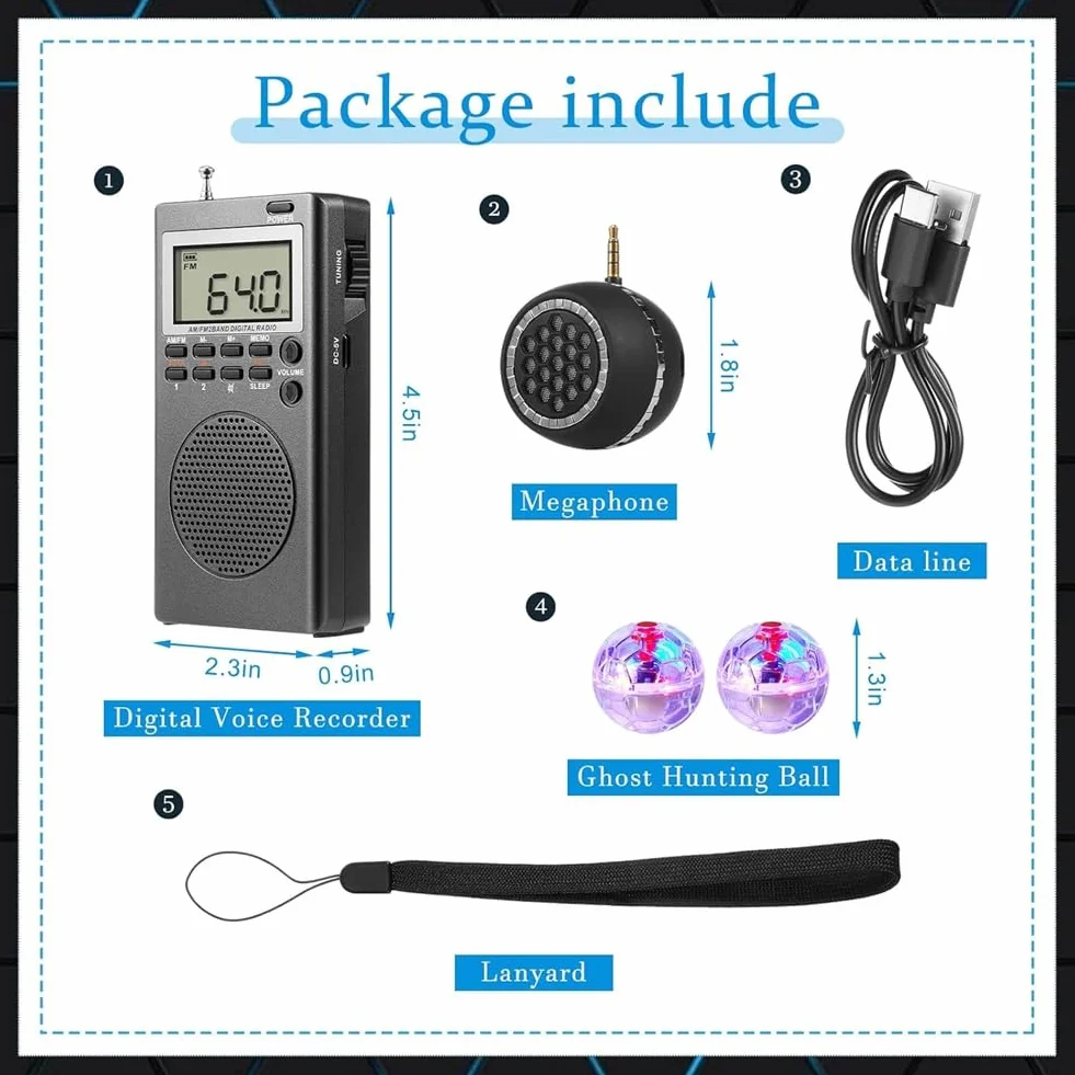 Kit di Attrezzature per Spirit Box con 2 LED Cat Ball e 1 Altoparlante Spirit Box. Kit di Attrezzature Paranormali per la Casa, L'Ufficio e L'Aperto.