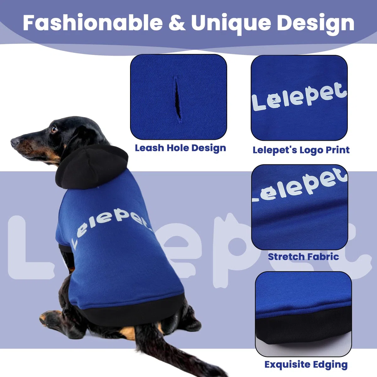 Lelepet Felpa con Cappuccio per Bassotto, Pullover con Stampa, Caldo Maglione in Pile di Cotone, Morbido Cappotto Invernale per Cani