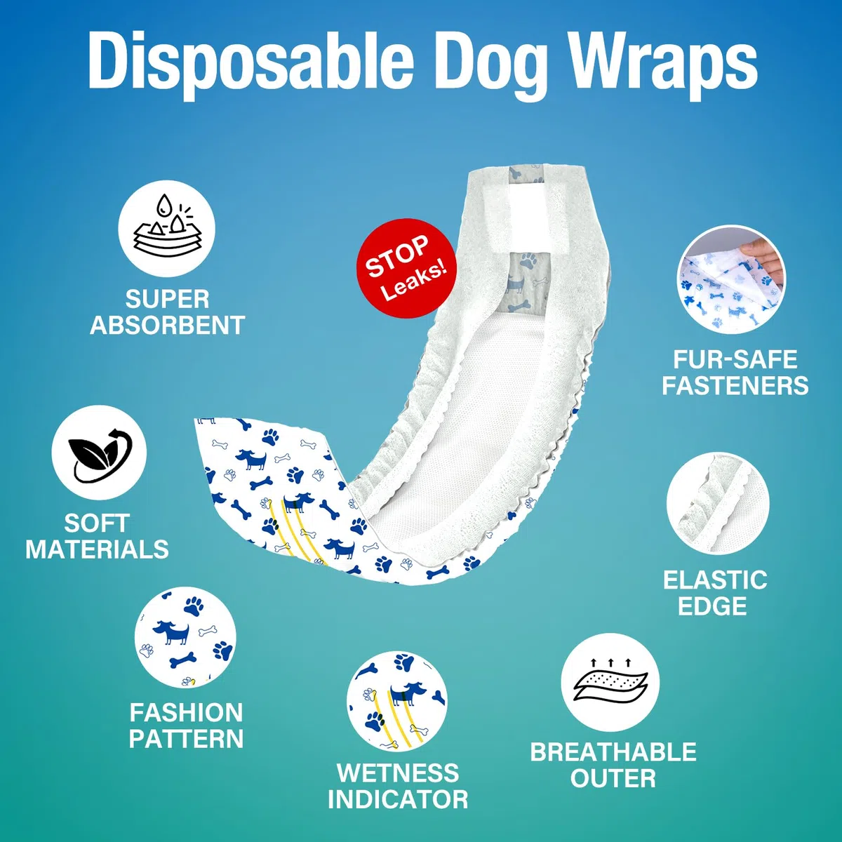 Pet Soft Pannolini per cani maschi - 50 pezzi pannolini monouso per cani maschi con indicatore di bagnatura, pannolini super assorbenti per cuccioli di cane maschi (XS-50 pezzi)