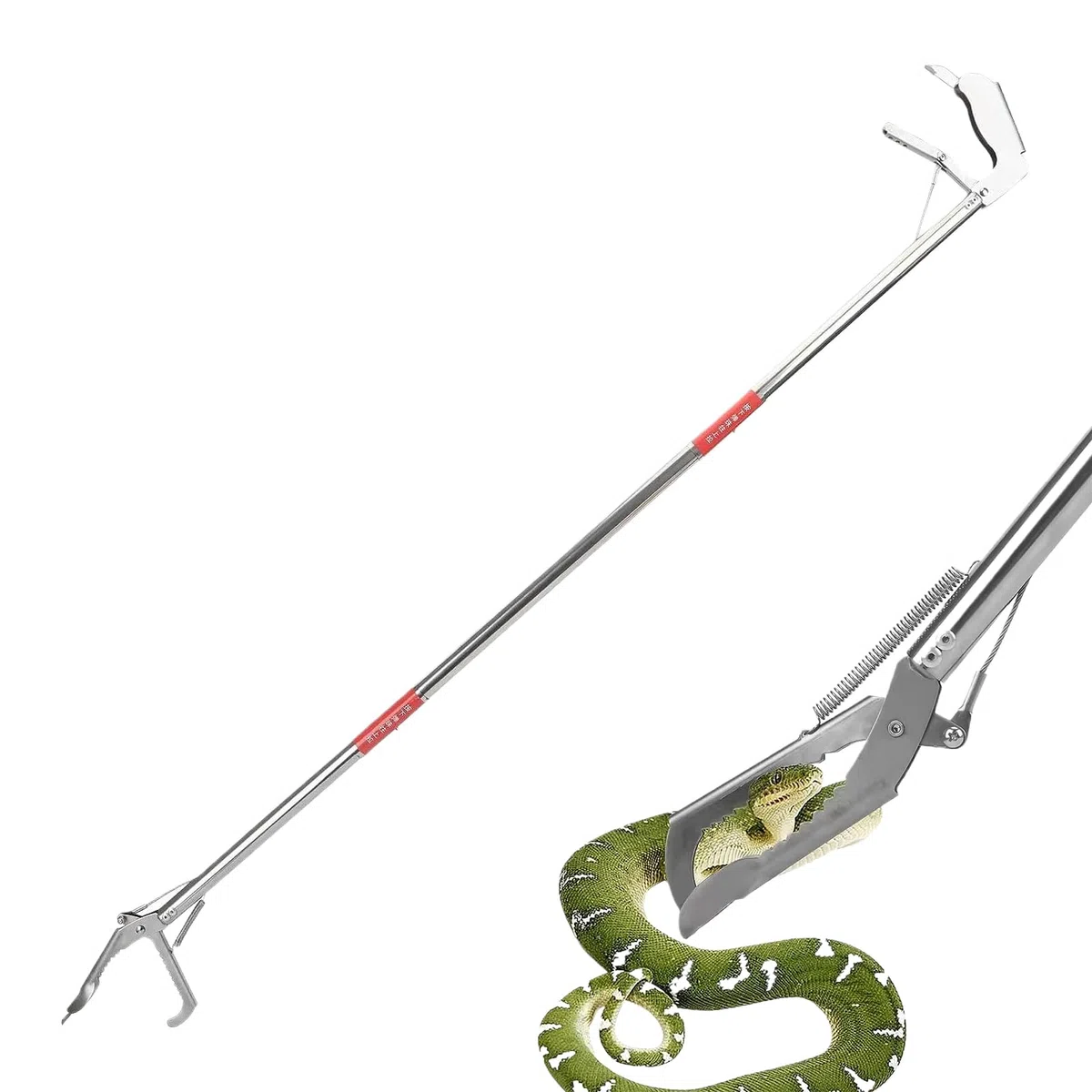 Pinze per serpenti, strumento per afferrare serpenti, in acciaio inox, pieghevole, pinza per la cattura dei granchi, strumento per afferrare i granchi, a lunga portata con impugnatura antiscivolo, per