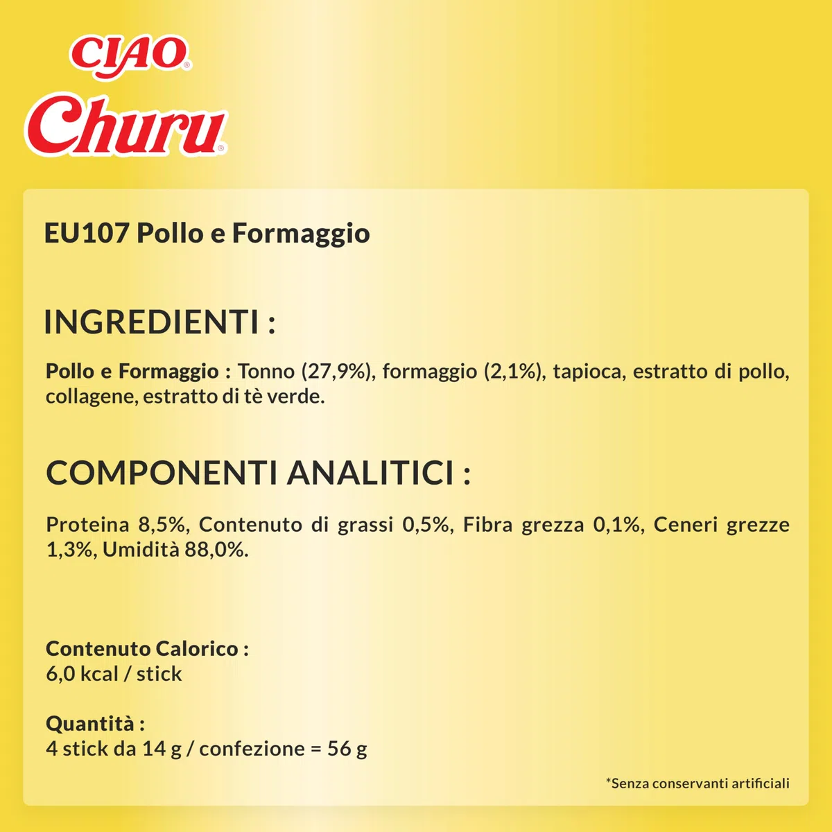 INABA Churu Snack per Gatti Cremoso con Pollo e Formaggio - 12 Pack (48 Stick x 14gr) - Cibo per Gatti da Leccare, Sano e Delizioso - Snack Gatto Senza Conservanti o Coloranti Artificiali, Grain-Free
